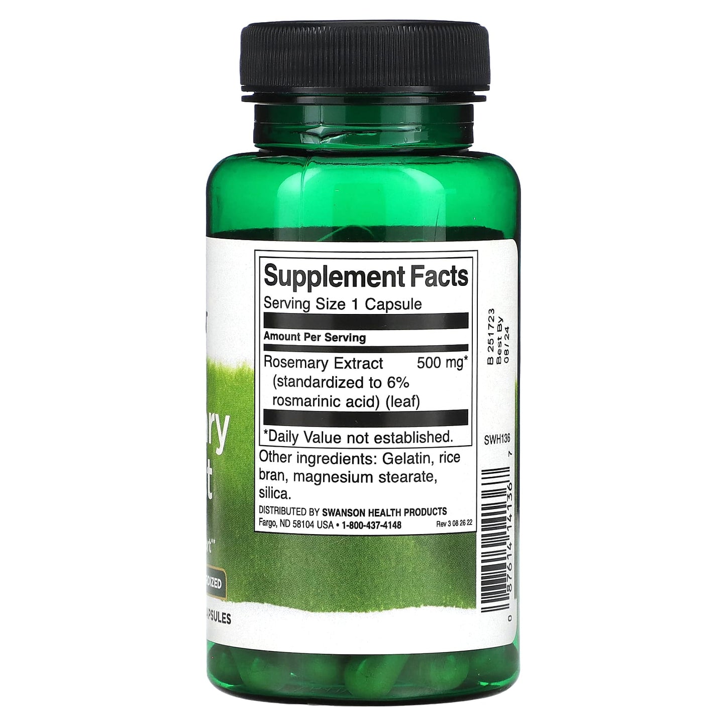 Swanson, Rosemary Extract, Standardized, 500 mg, 60 Capsules - Image 2