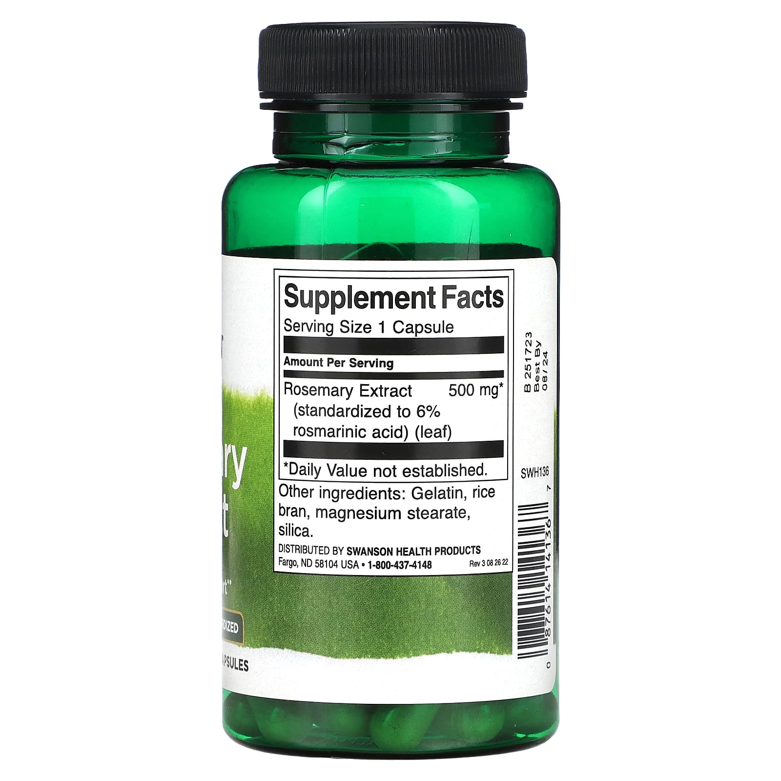 Swanson, Rosemary Extract, Standardized, 500 mg, 60 Capsules - Image 2