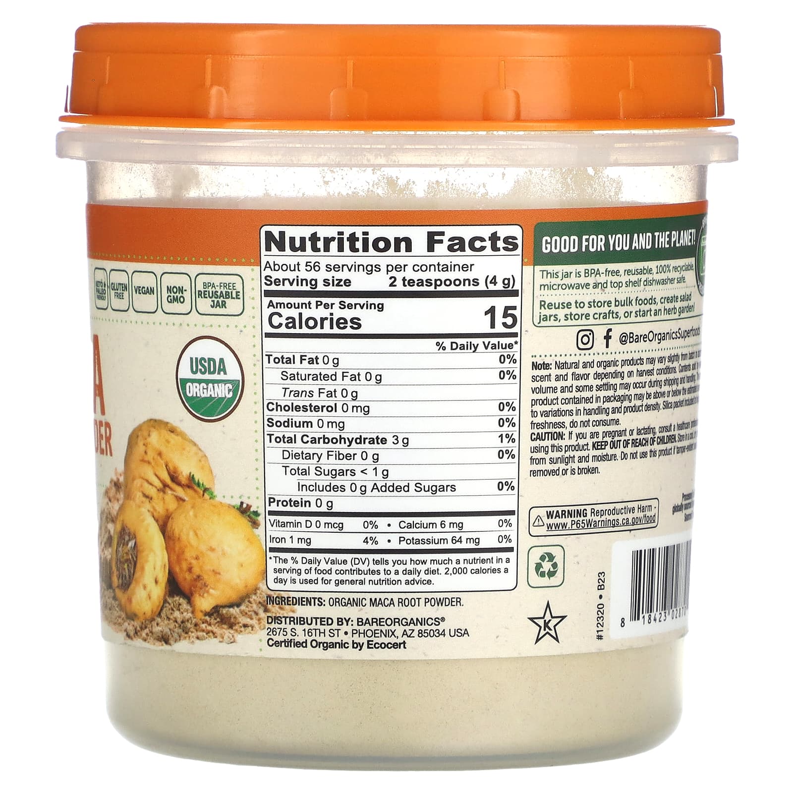 Organic Maca Root Powder for Energy, Stress Support - BareOrganics - Image 2