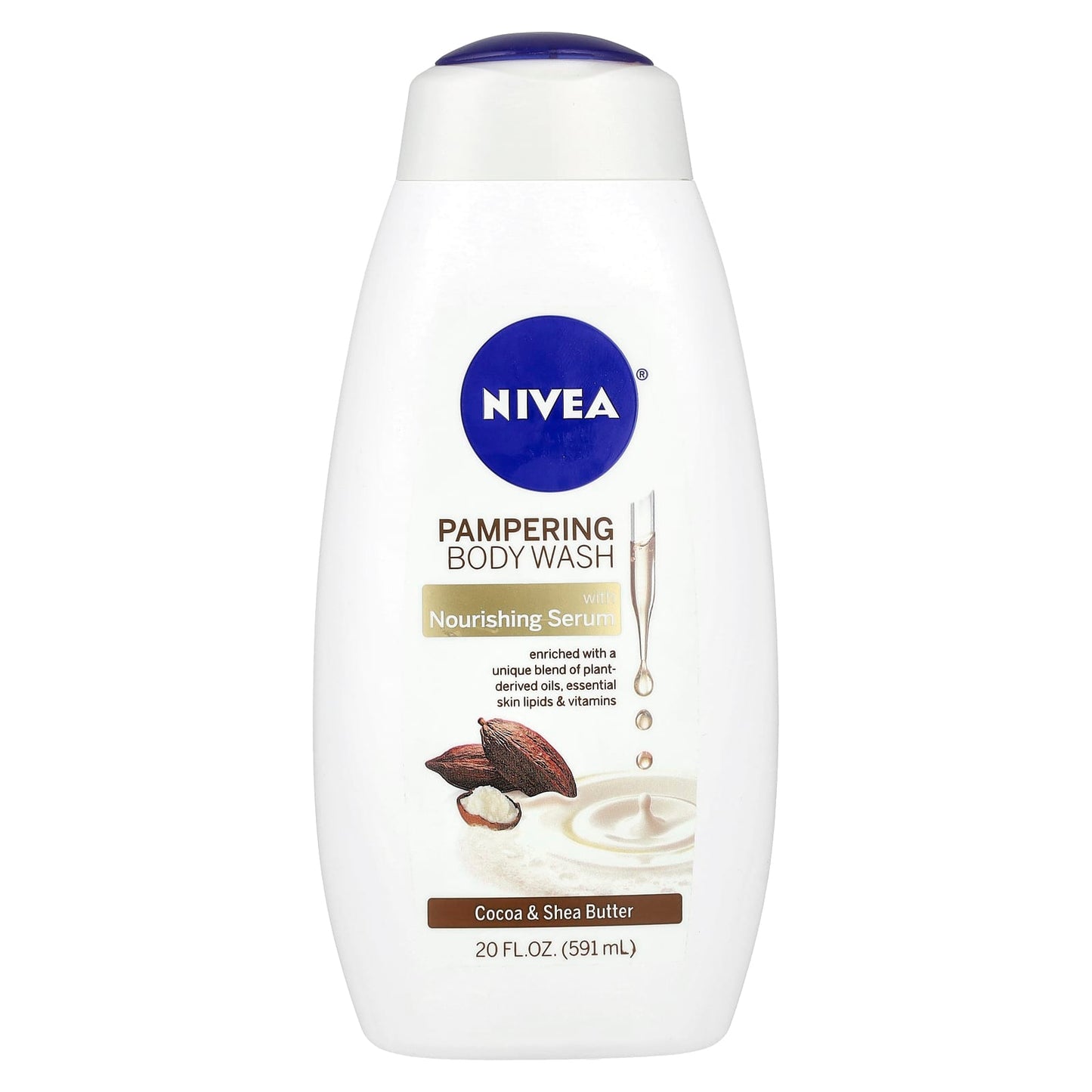 Nivea, Pampering Body Wash, Cocoa & Shea Butter, 20 fl oz (591 ml) - Image 1