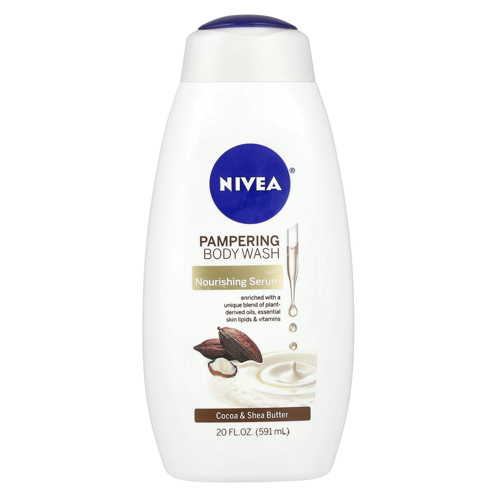 Nivea, Pampering Body Wash, Cocoa & Shea Butter, 20 fl oz (591 ml) - Image 1