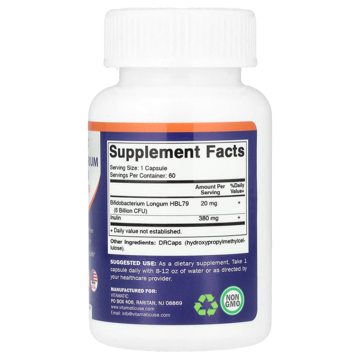 Vitamatic, Bifidobacterium Longum, 60 DRcaps® Hypromellose Capsules - Image 2