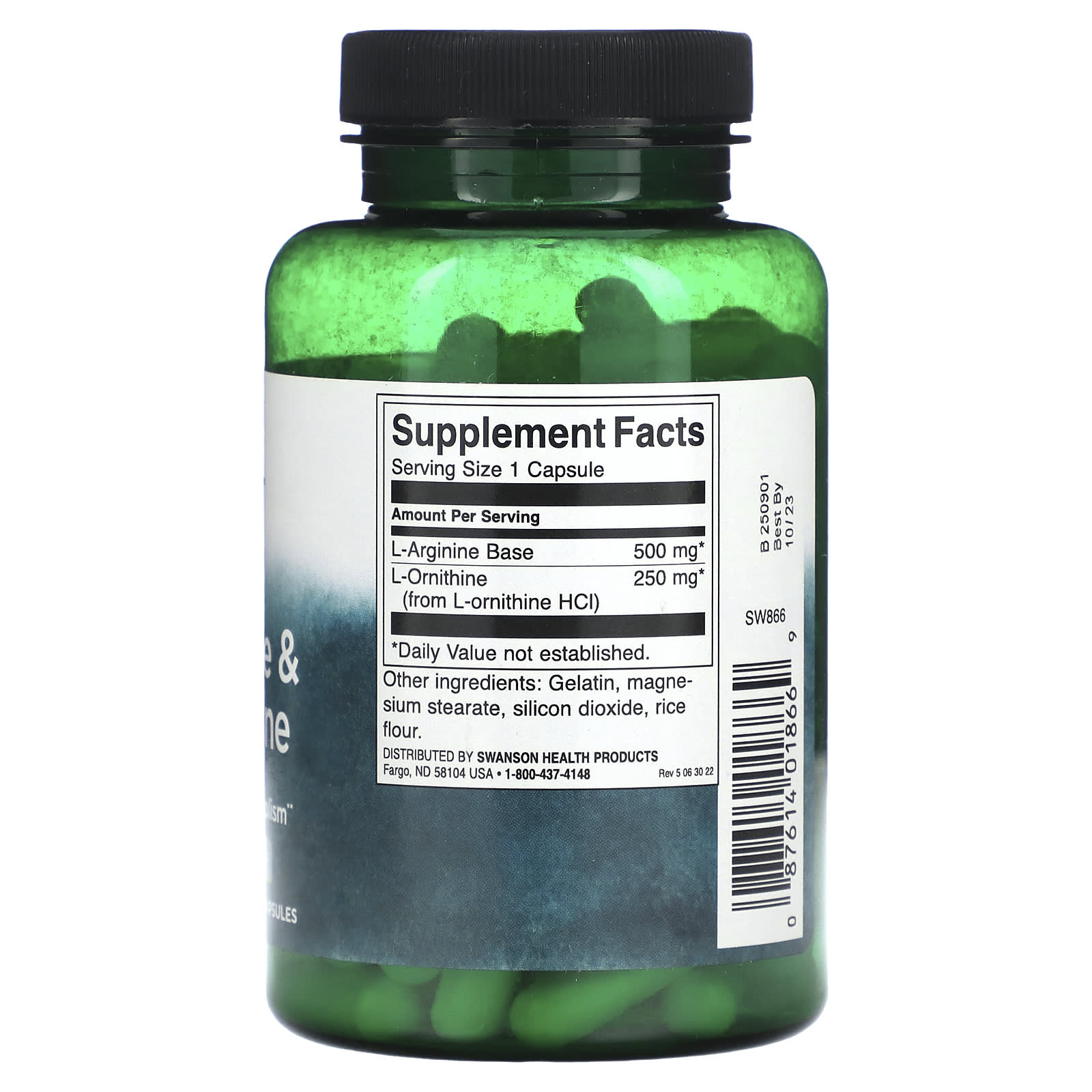Swanson, L-Arginine & L-Ornithine, 100 Capsules - Image 2