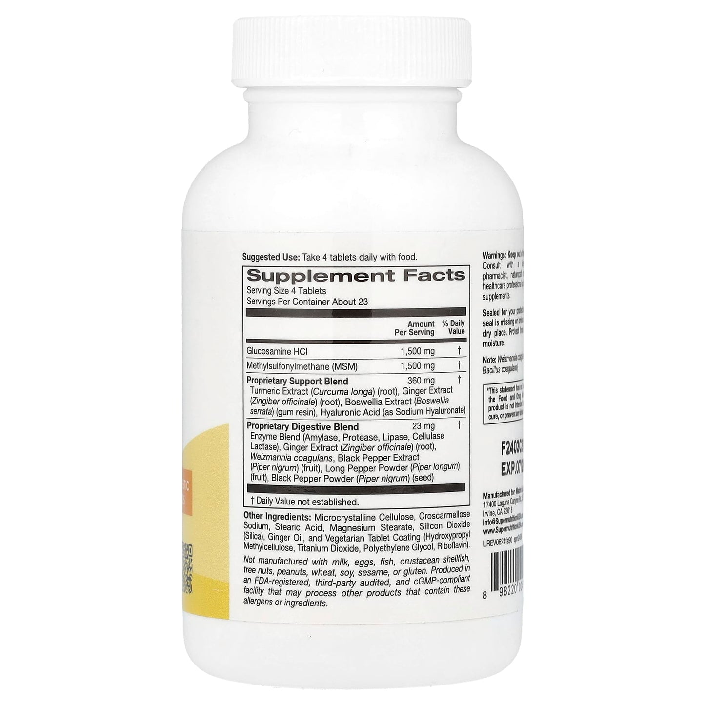 Glucosamine, Turmeric & Hyaluronic Acid for Joint Support - 90 Tablets - Image 2