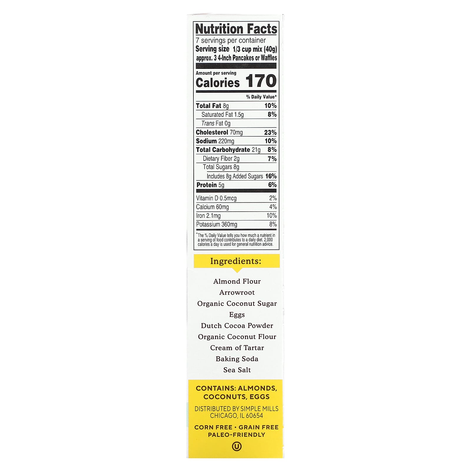 Simple Mills, Almond Flour Pancake & Waffle Mix, Cocoa, 10 oz (283.5 g) - Image 2