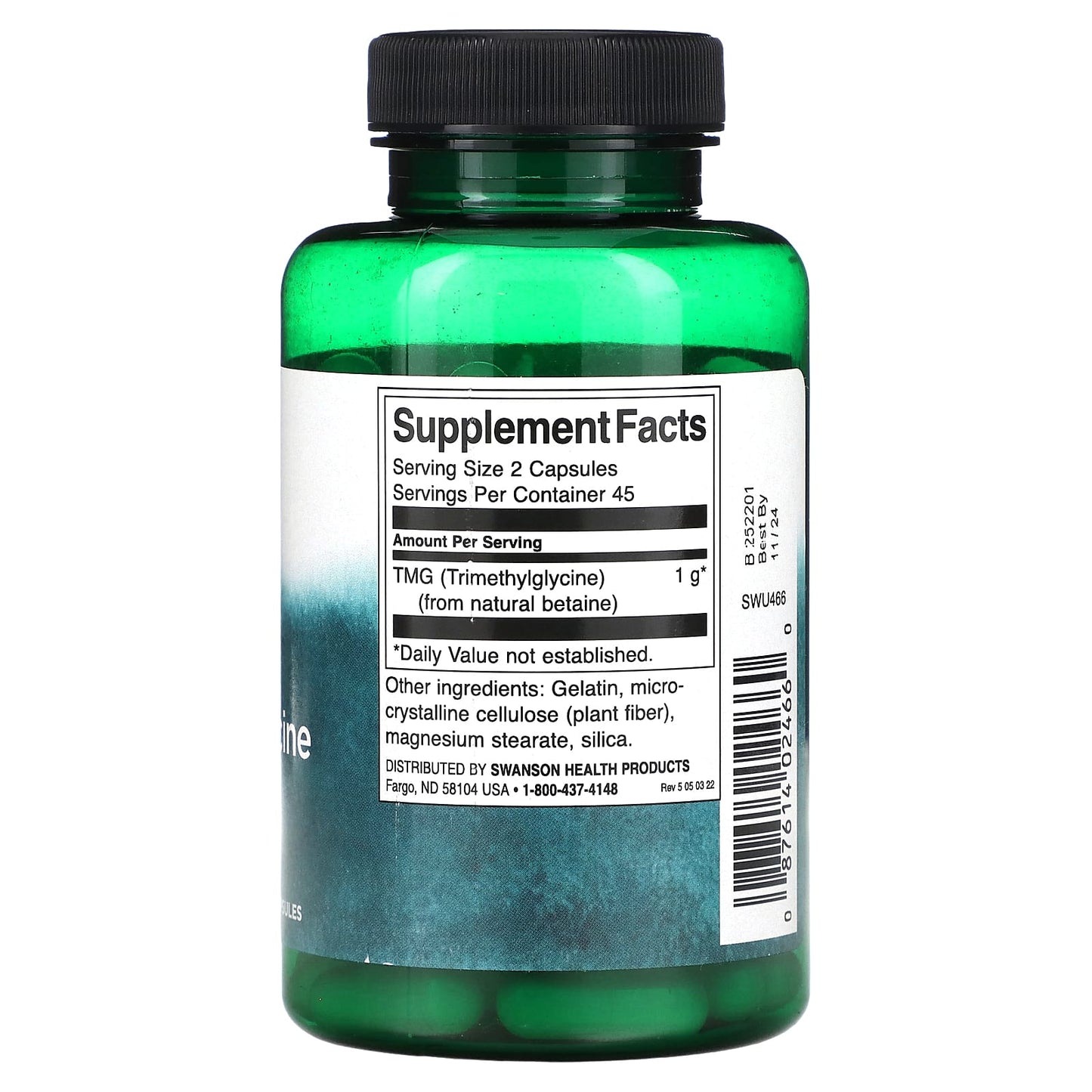 Swanson, TMG Trimethylglycine, 500 mg, 90 Capsules - Image 2