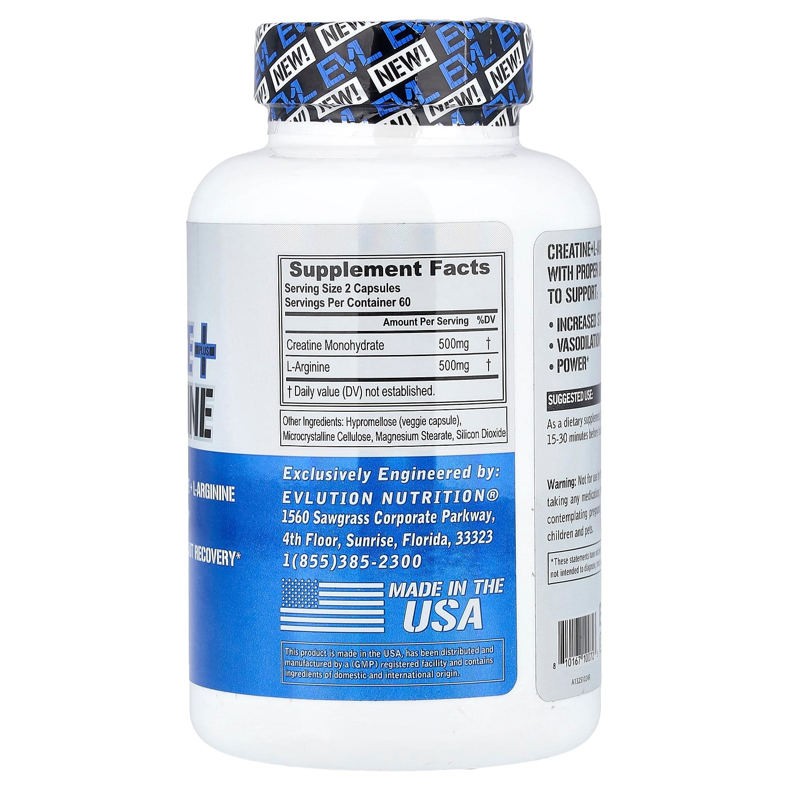 EVLution Nutrition Creatine Plus L-Arginine Supplement for Muscle Growth & Recovery - Image 2