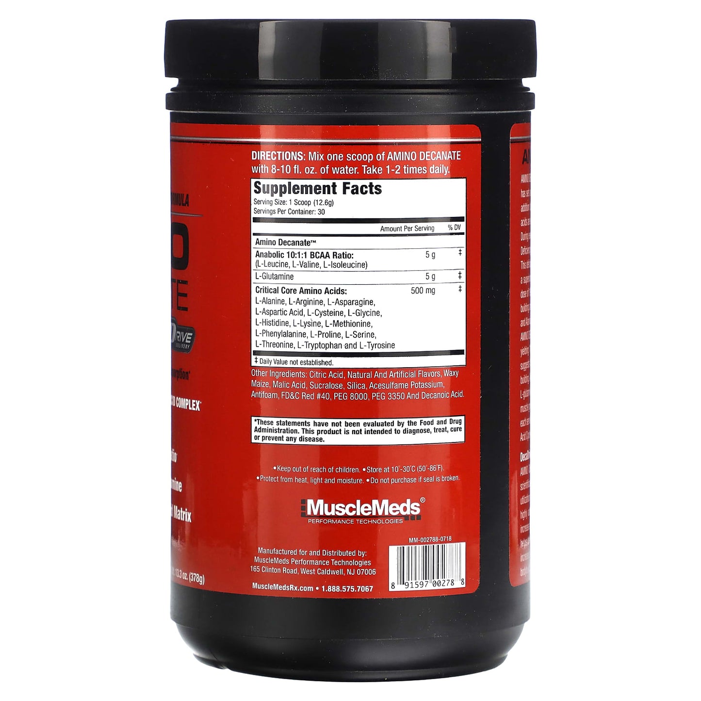 MuscleMeds, Amino Decanate, Watermelon, 13.3 oz (378 g) - Image 2