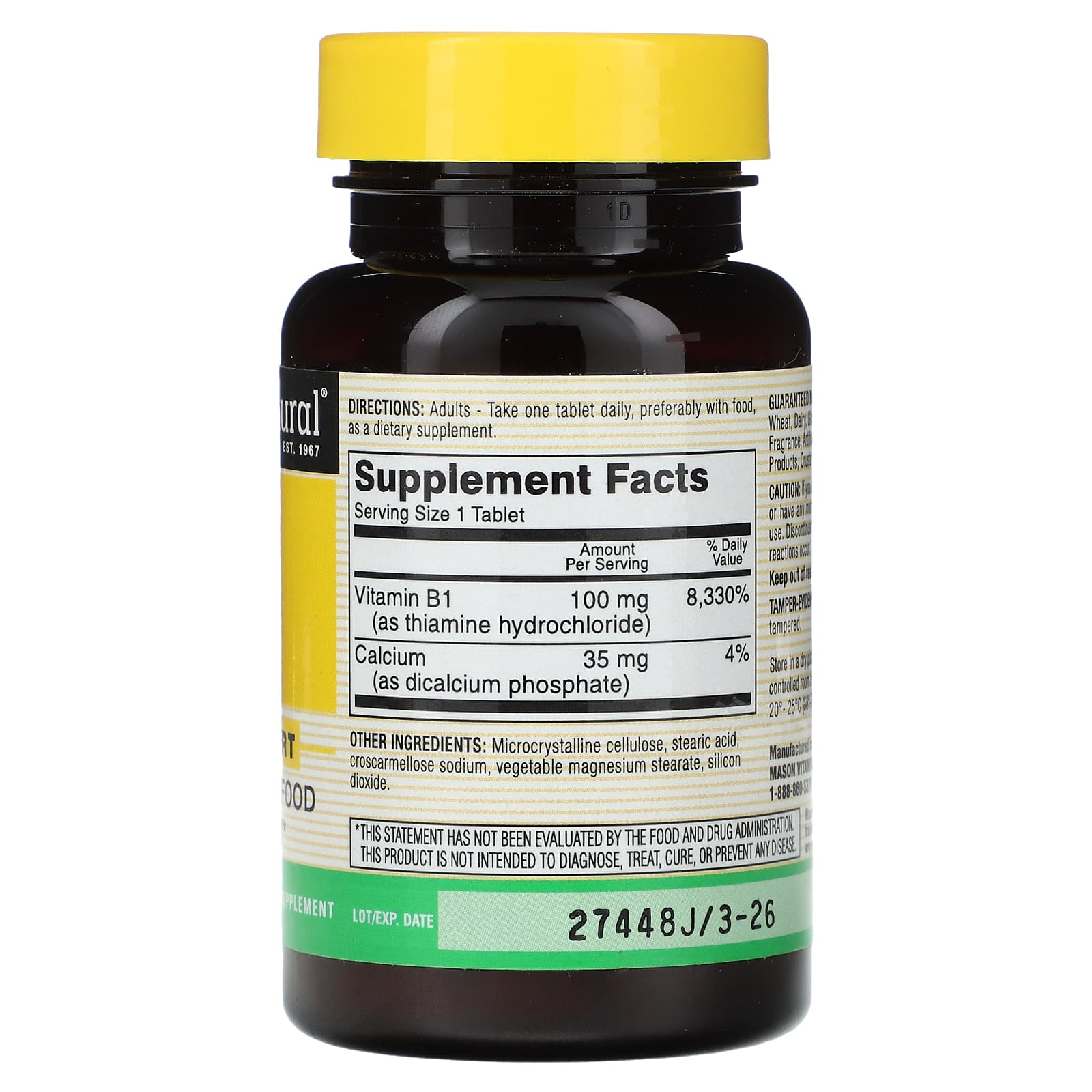 Mason Natural, B-1, 100 mg, 100 Tablets - Image 2