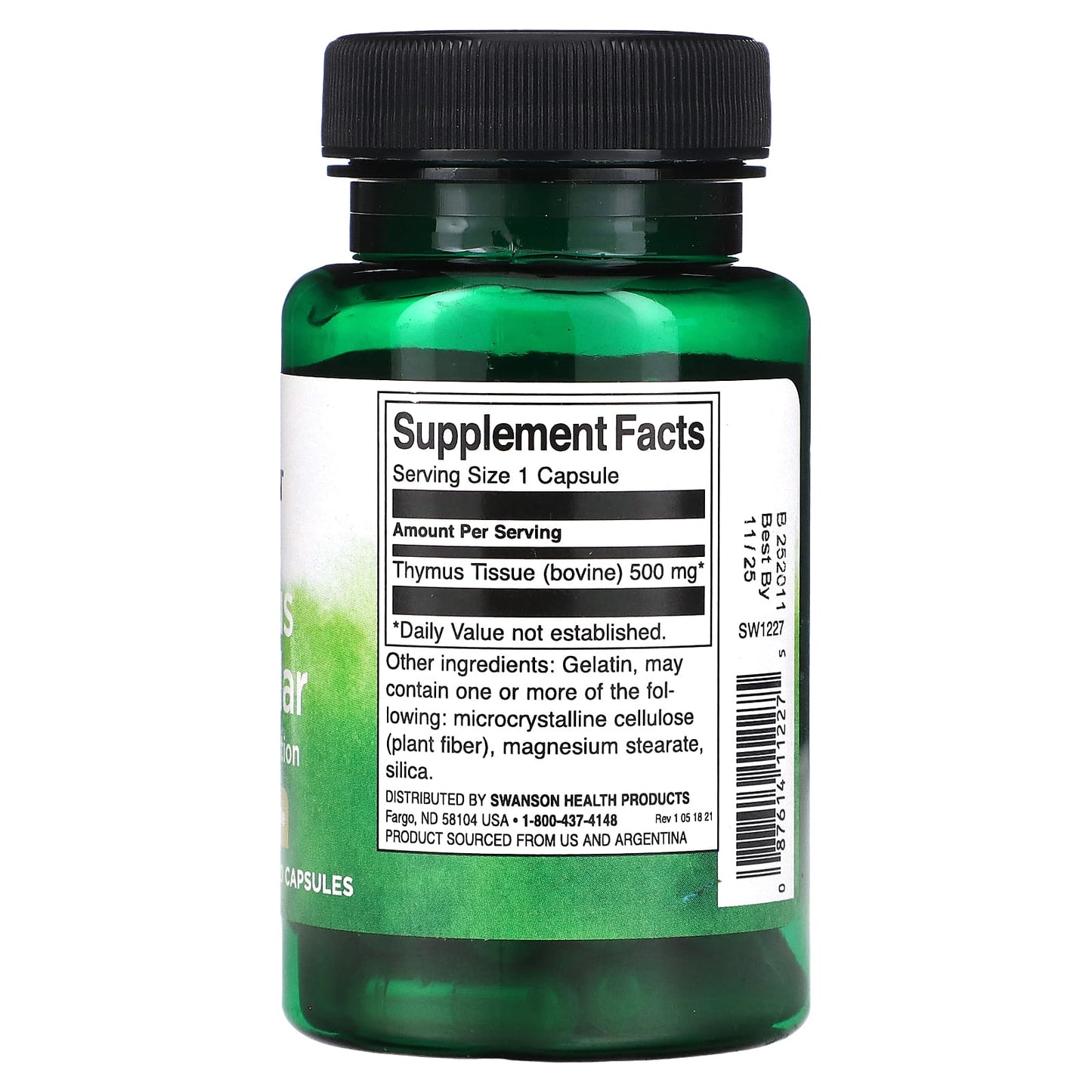 Swanson, Thymus Glandular, 500 mg, 60 Capsules - Image 2