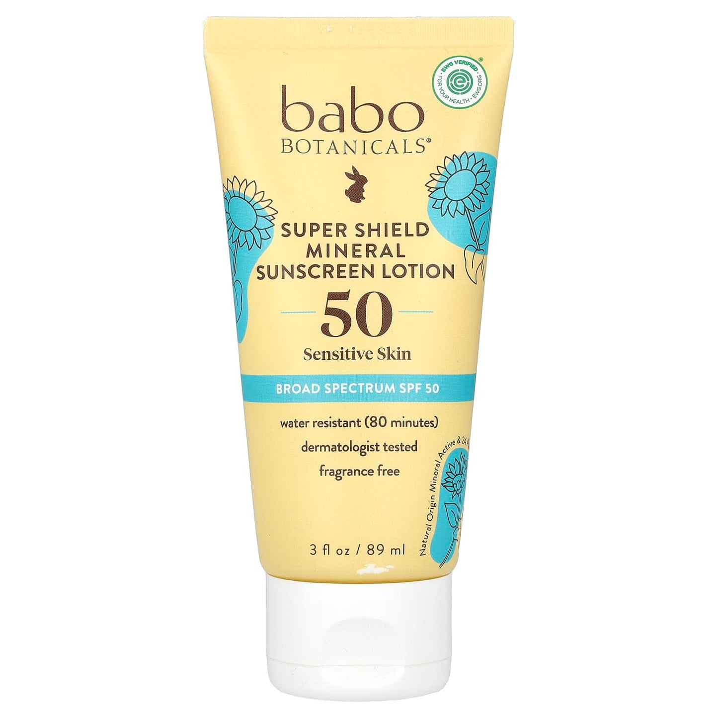 Babo Botanicals Super Shield Mineral Sunscreen Lotion - SPF 50, Fragrance Free - Image 1