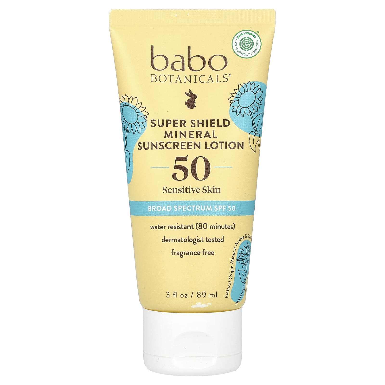 Babo Botanicals Super Shield Mineral Sunscreen Lotion - SPF 50, Fragrance Free - Image 1