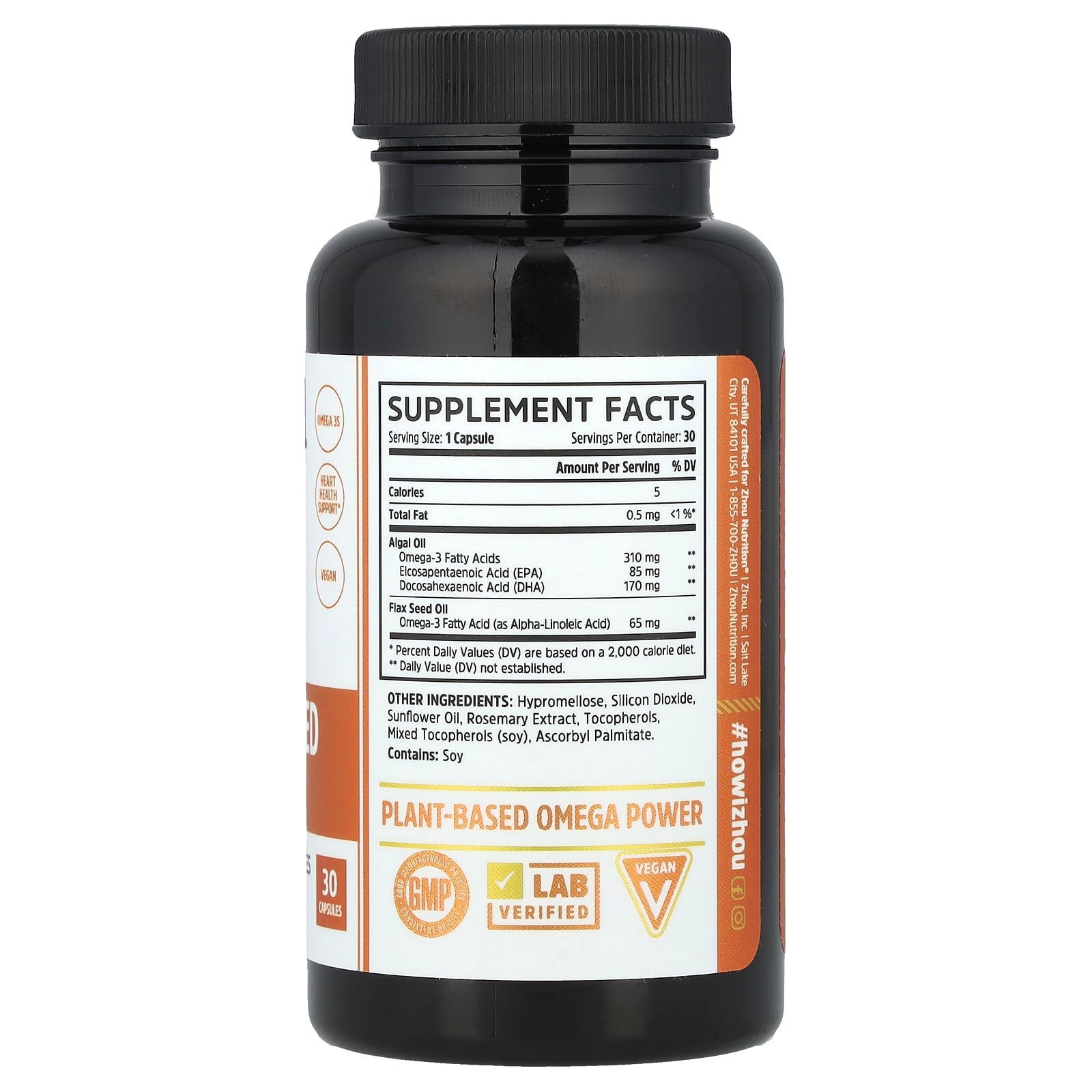 Zhou Nutrition, Plant-Based Omegas, 30 Capsules - Image 2