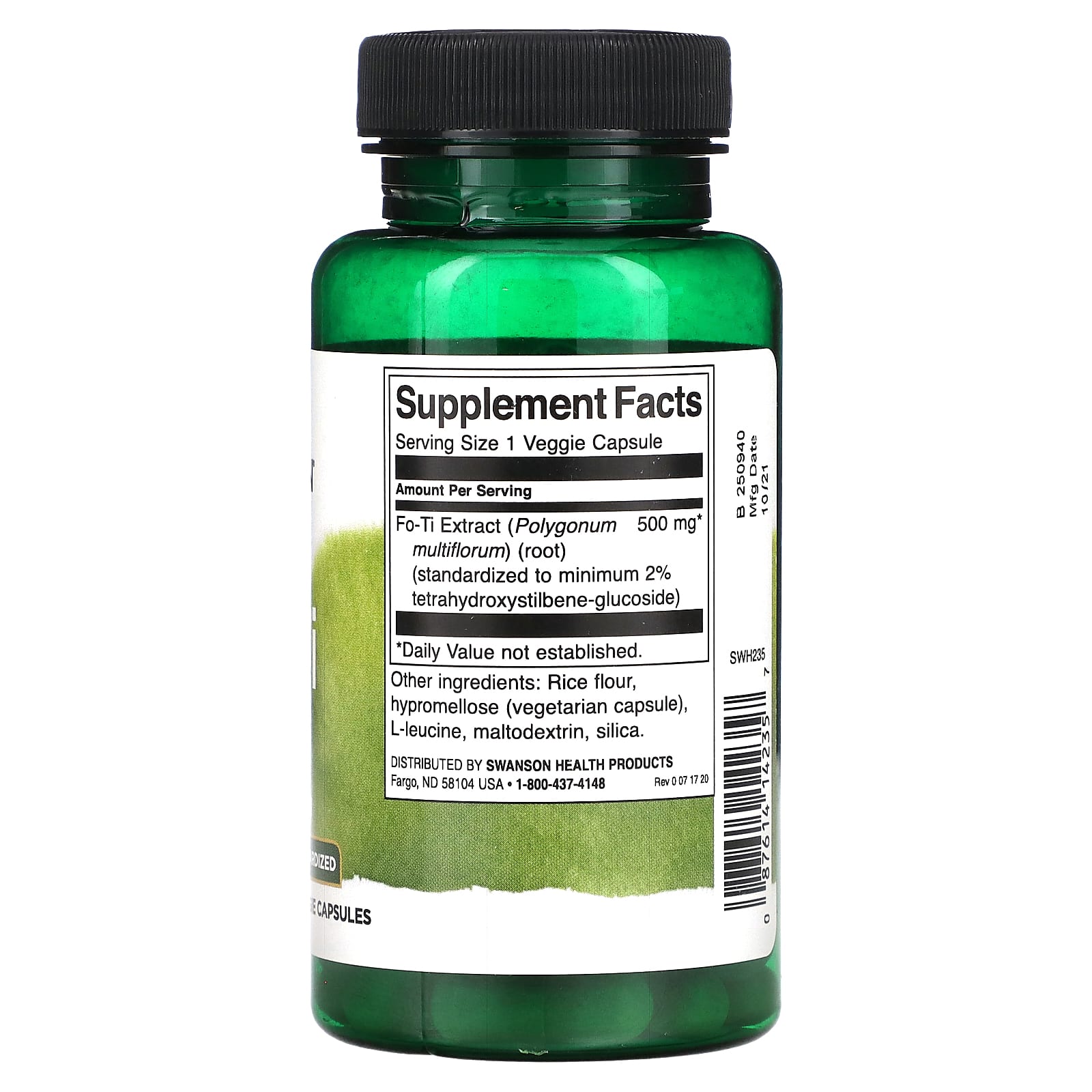 Swanson, Fo-Ti (He-Shou-Wu), 500 mg, 60 Veggie Capsules - Image 2