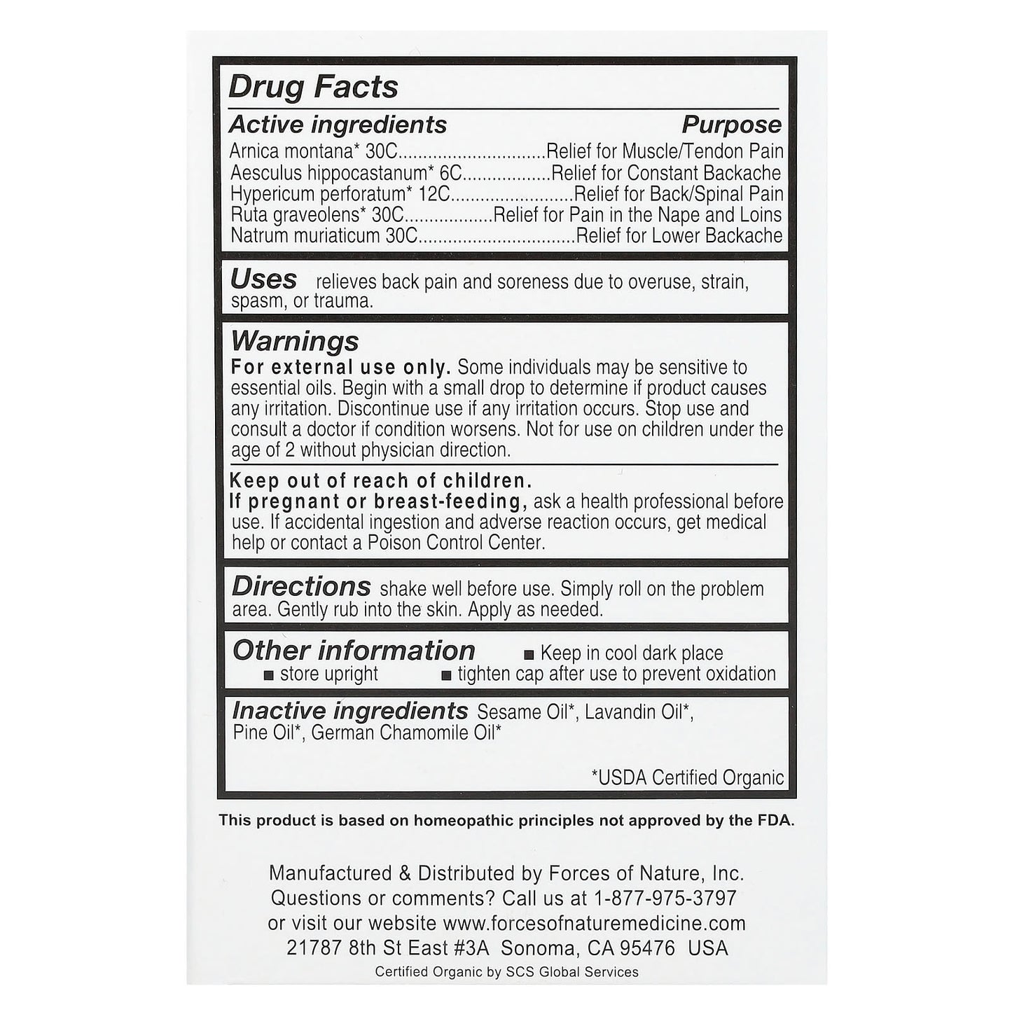 Forces of Nature Organic Back Pain Relief Roll-On  0.14fl oz - Image 2