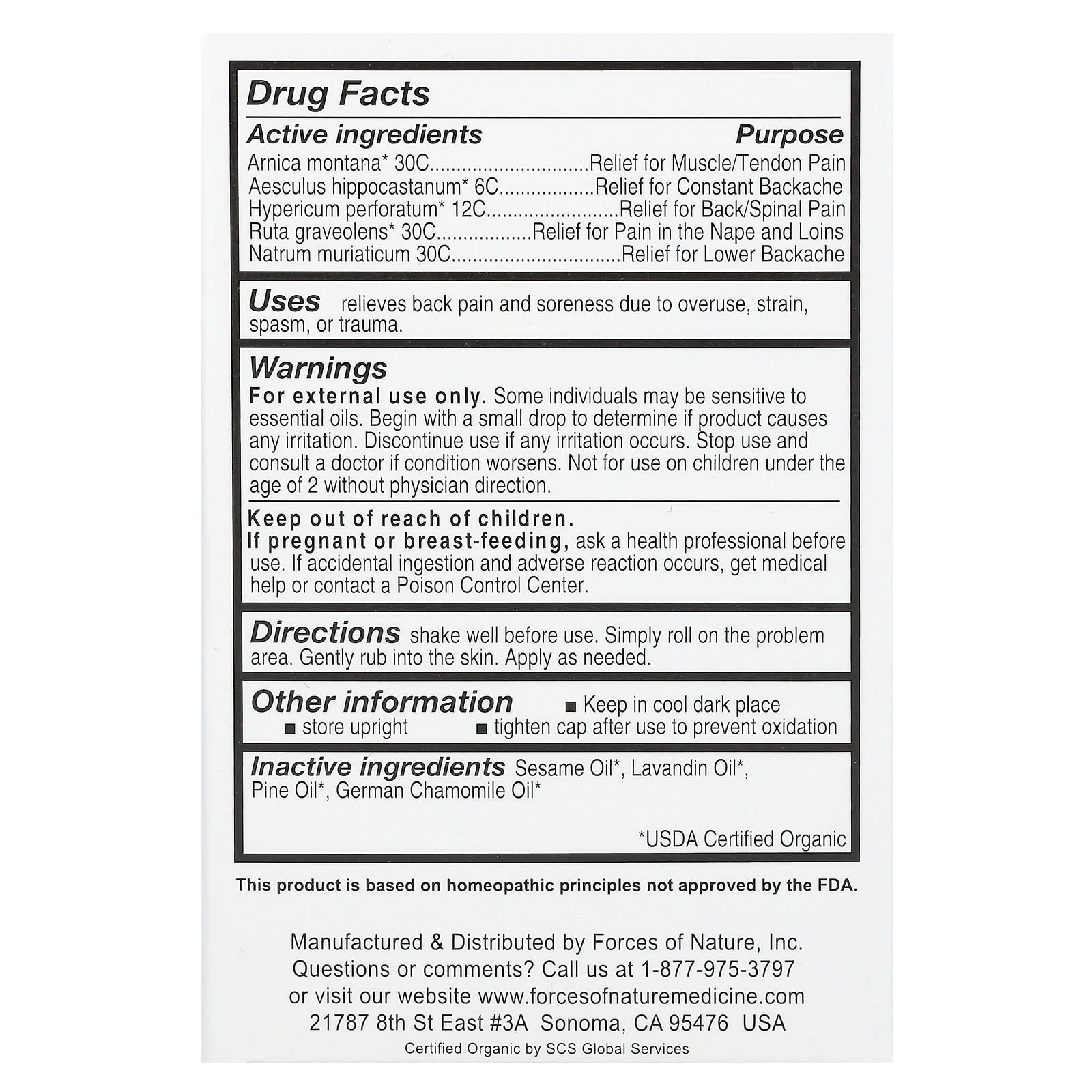 Forces of Nature Organic Back Pain Relief Roll-On  0.14fl oz - Image 2