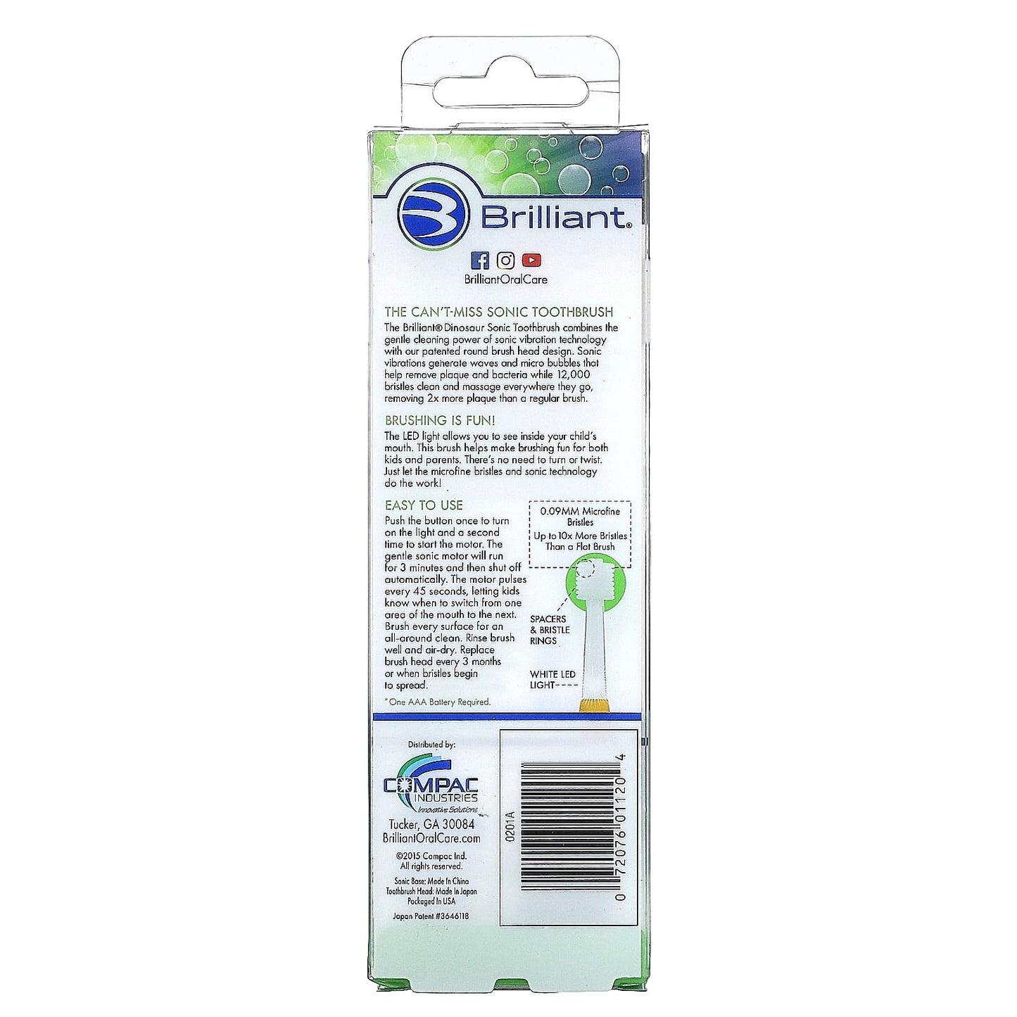 Baby Buddy Brilliant Big Kids Sonic Toothbrush, 5+ Years, Dinosaur Design - Image 2