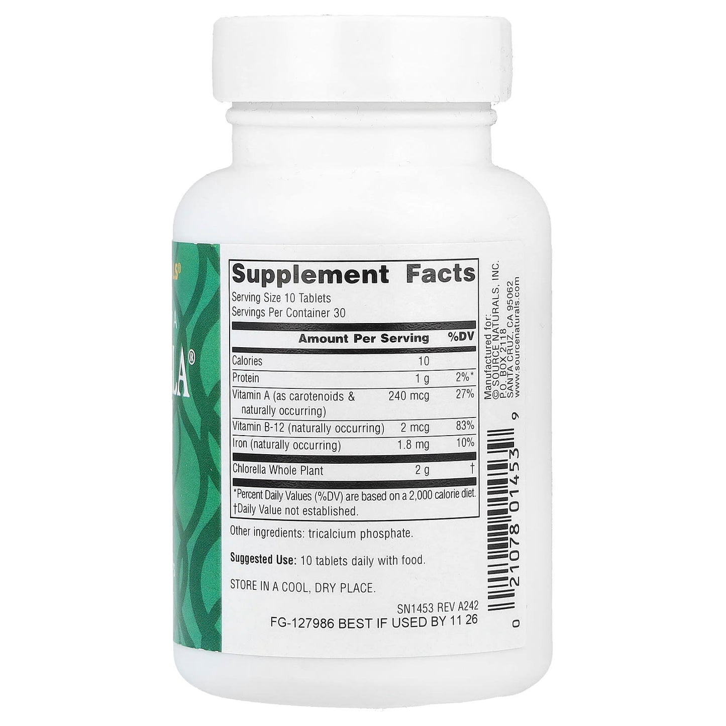 Source Naturals, Yaeyama Chlorella®, 200 mg, 300 Tablets (20 mg per Tablet) - Image 2