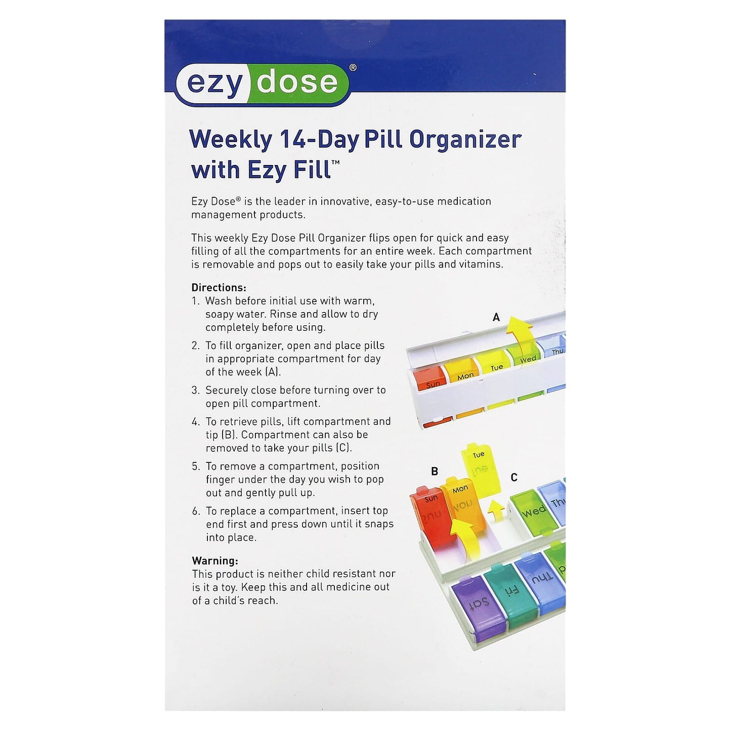 Weekly Pill Organizer with Ezy Fill for Easy Medication Management - Image 2
