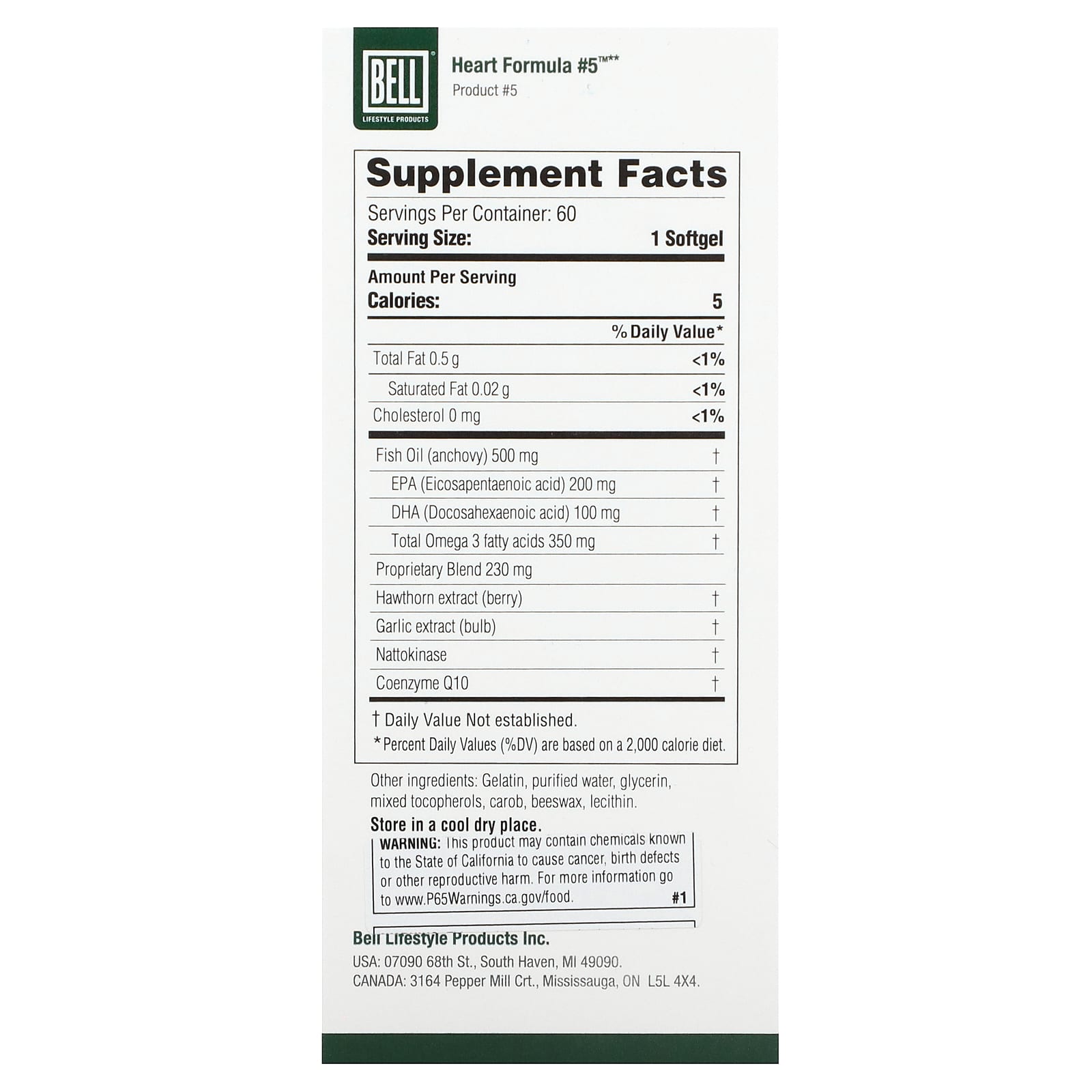 Heart Health Support with Bell Lifestyle Heart Formula #5, 60 Softgels - Image 2