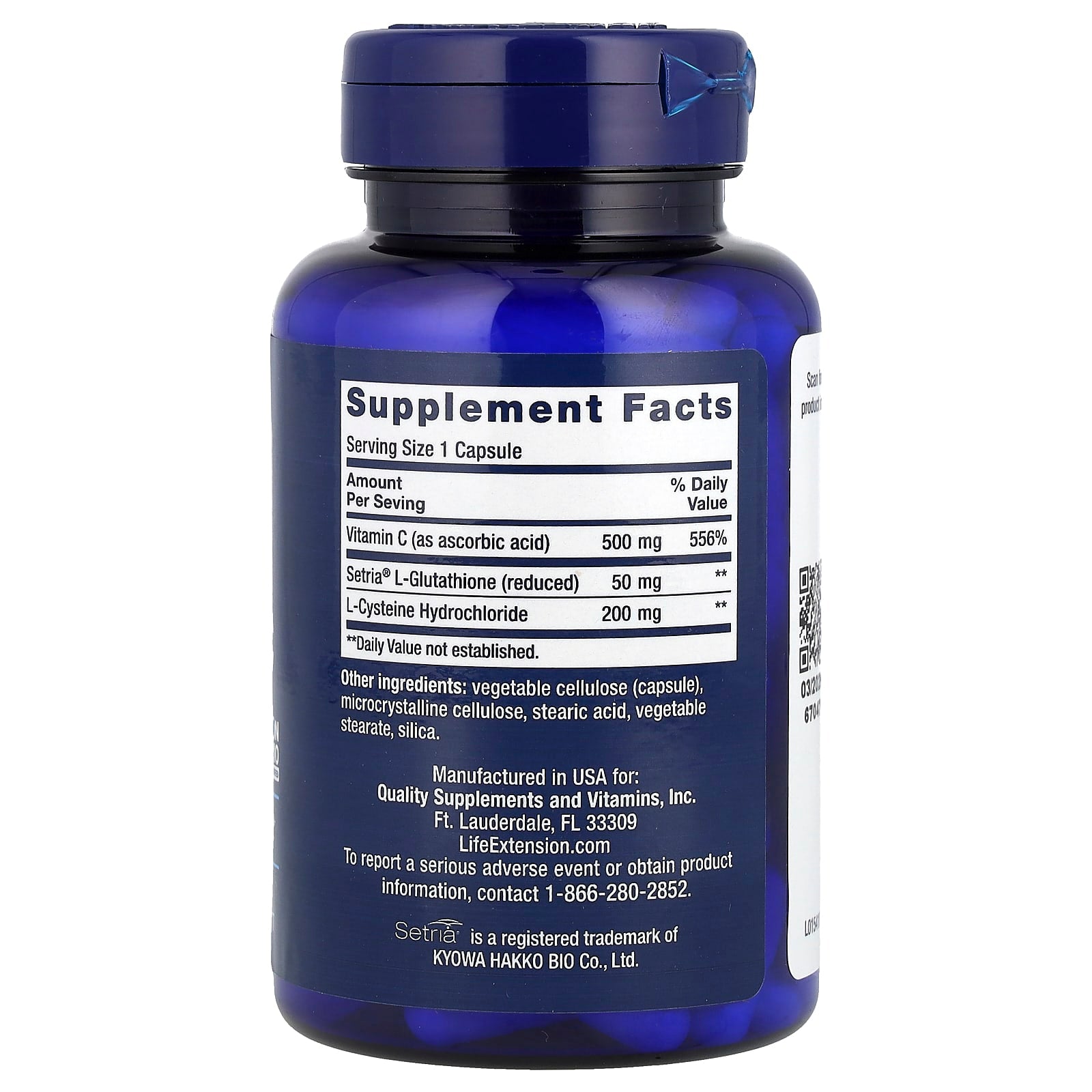 Life Extension, Glutathione, Cysteine & C, 100 Capsules