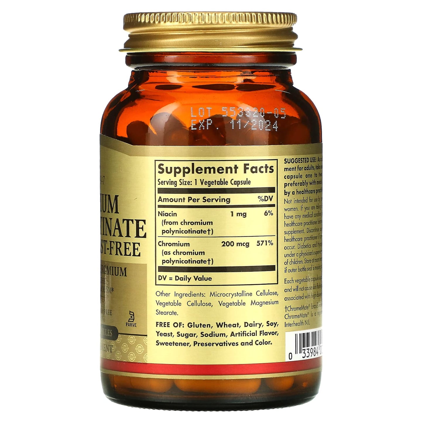 Solgar, Chromium Polynicotinate, 200 mcg, 100 Vegetable Capsules - Image 2