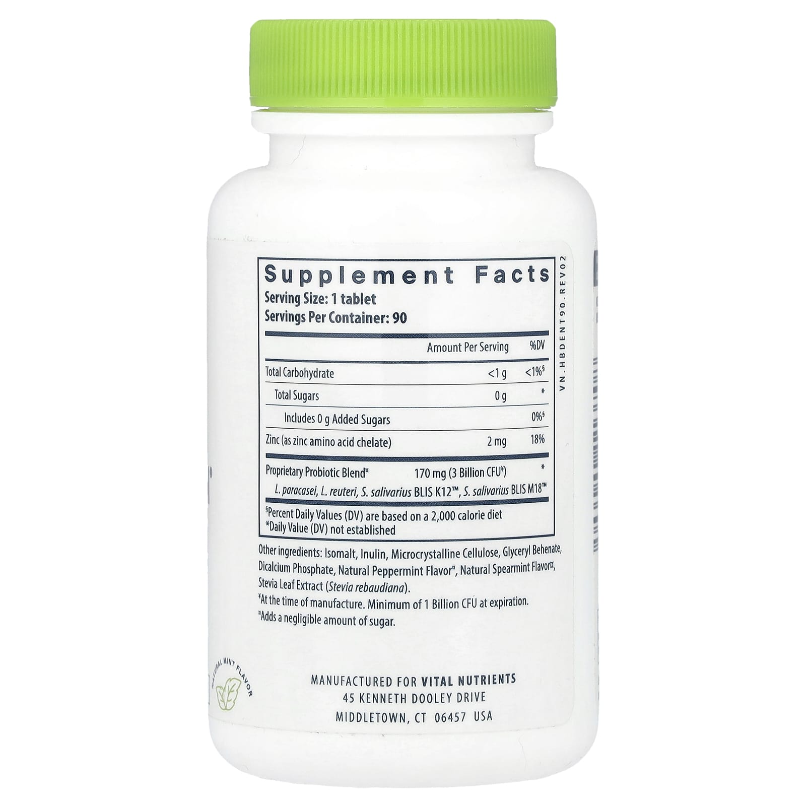 Vital Nutrients, Hyperbiotics®, Pro-Dental® Probiotic, Natural Mint, 90 Vegan Chewable Tablets - Image 2