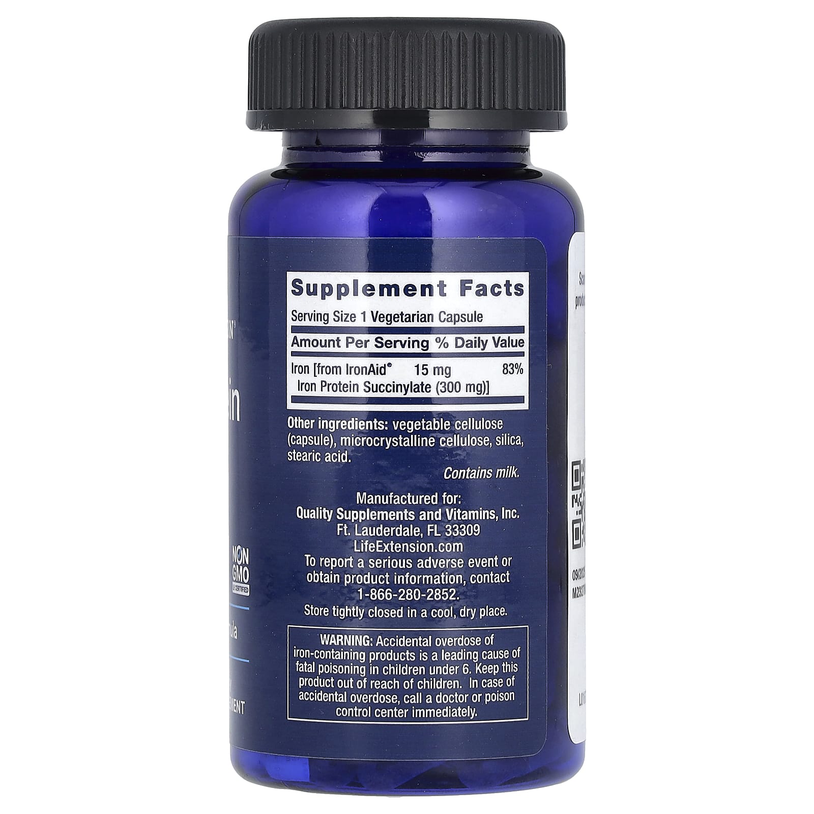 Life Extension, Iron Protein Plus, IronAid, 300 mg, 100 Vegetarian Capsules - Image 2