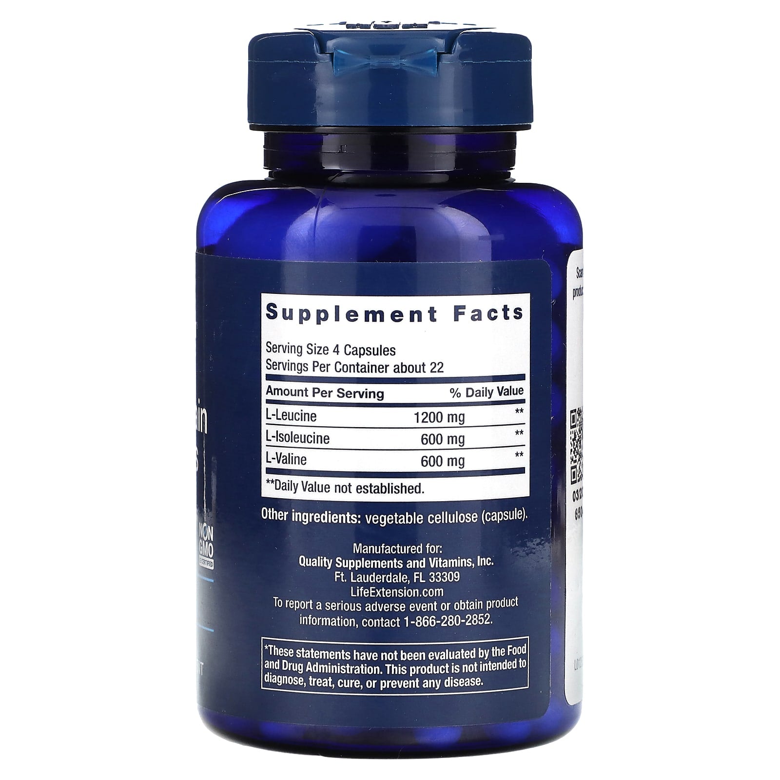 Life Extension, Branched Chain Amino Acids, Free Form, 90 Capsules - Image 2