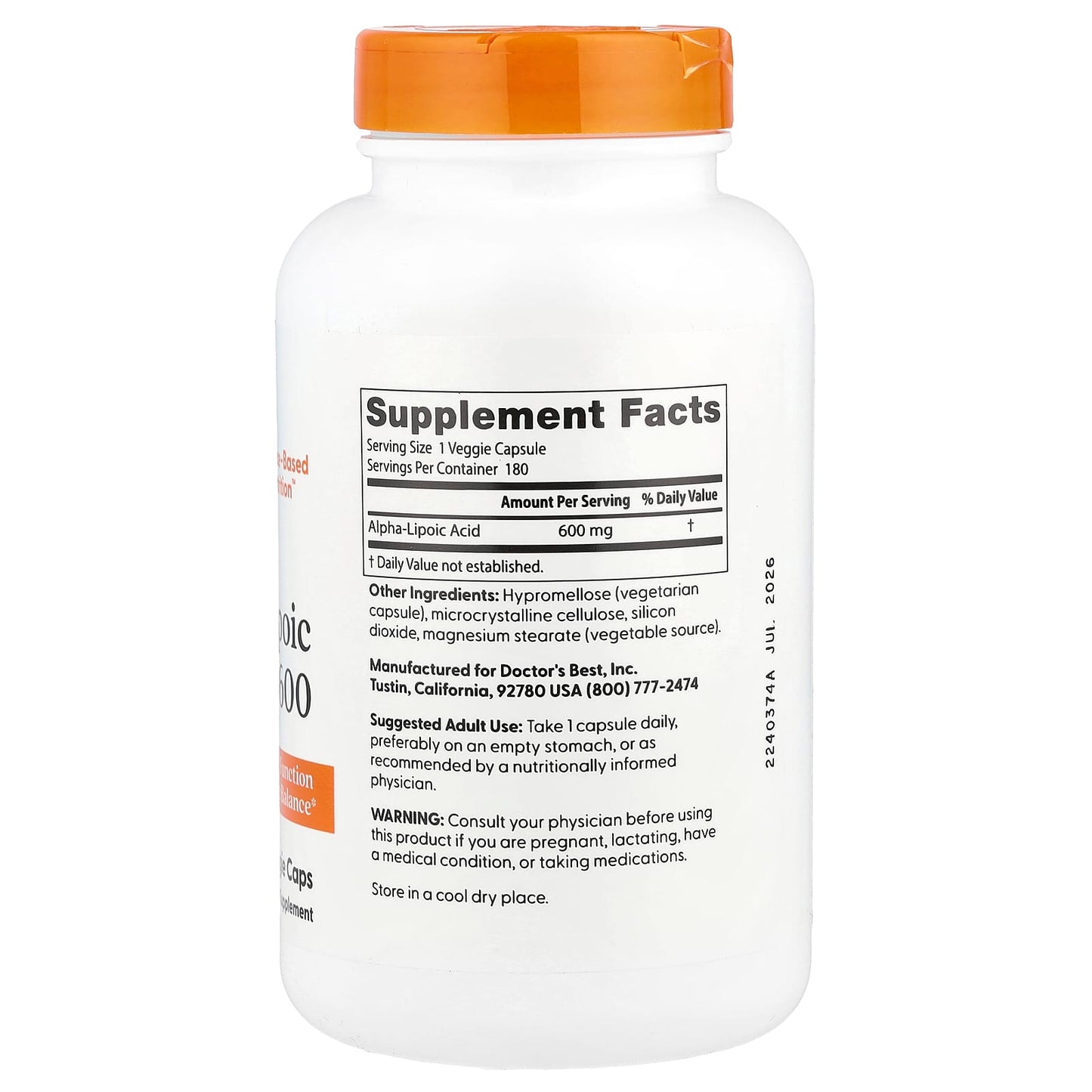 Alpha-Lipoic Acid 600mg - Doctor's Best Antioxidant Supplement - Image 2