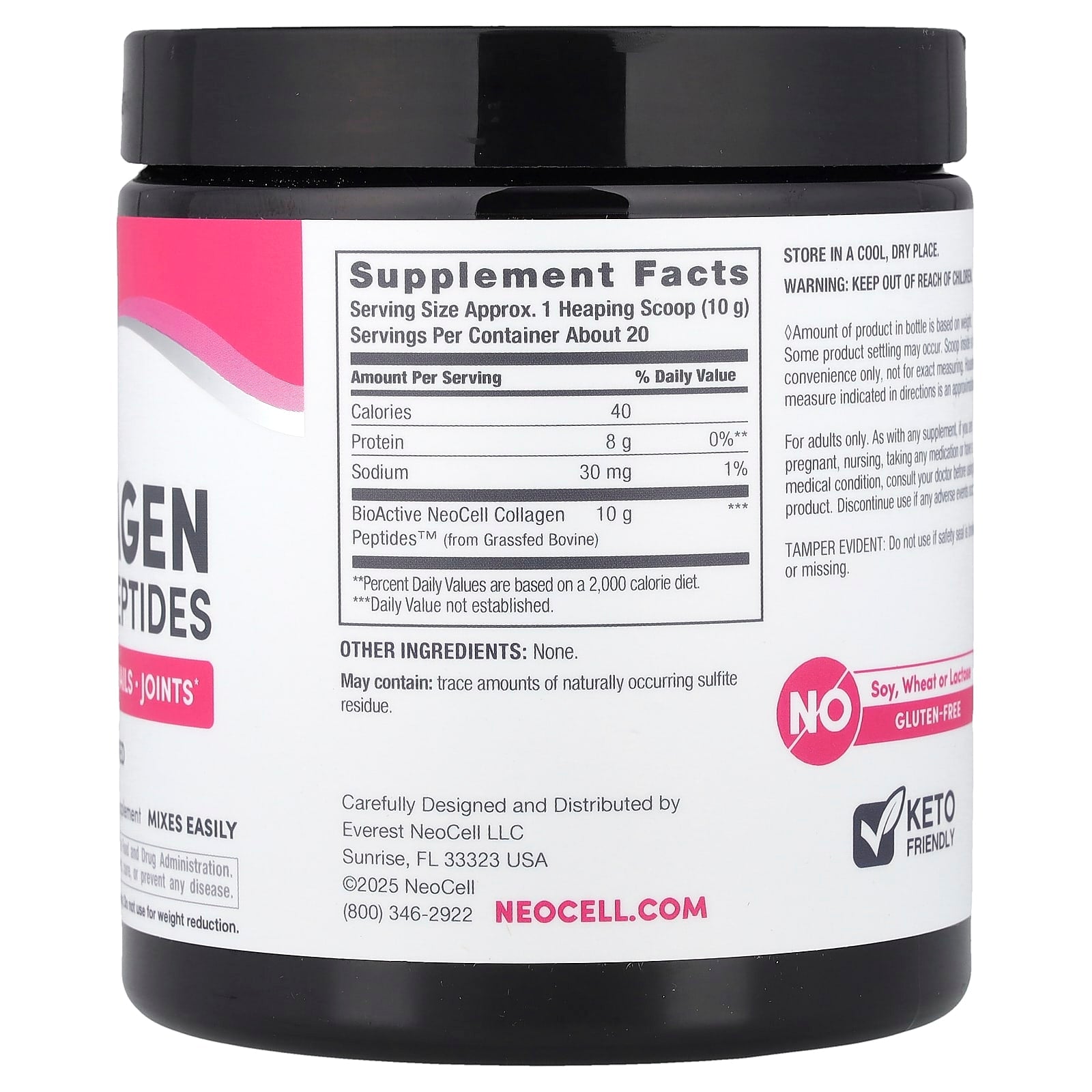 NeoCell, Grassfed Collagen Peptides, Unflavored, 7 oz (200 g) - Image 2