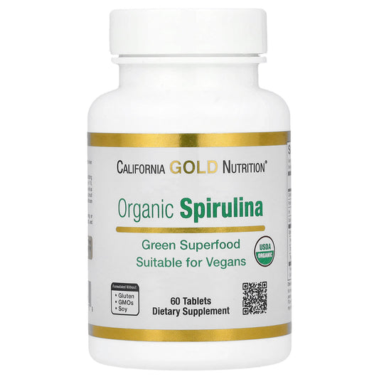 Organic Spirulina with Phycocyanin & Chlorophyll 500mg Tablets by California Gold Nutrition - Image 1