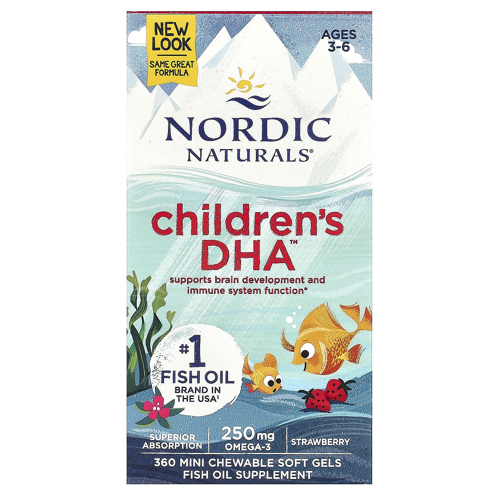 Nordic Naturals, Children's DHA, Ages 3-6, Strawberry, 360 Mini Chewable Soft Gels - Image 1