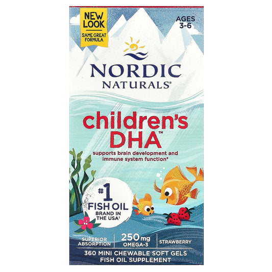 Nordic Naturals, Children's DHA, Ages 3-6, Strawberry, 360 Mini Chewable Soft Gels - Image 1