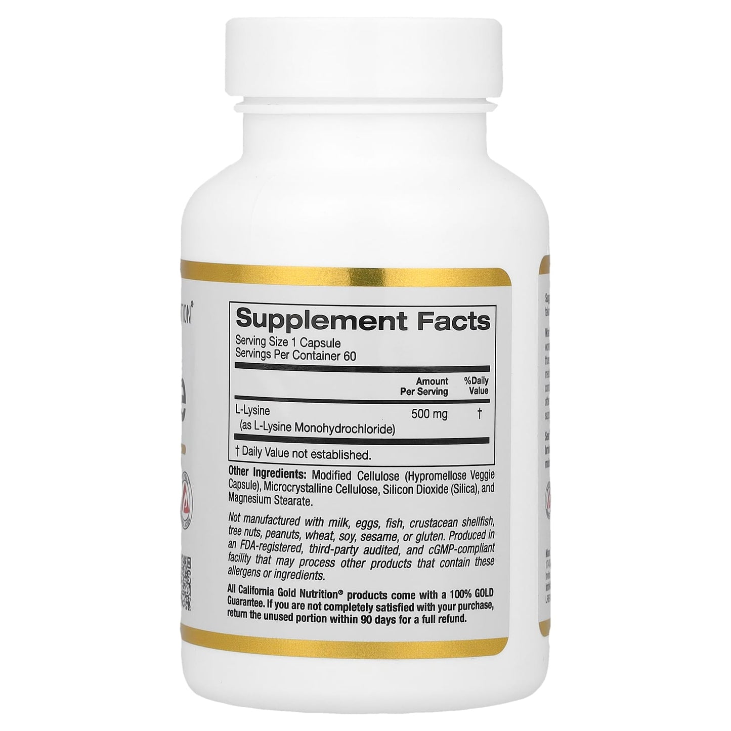 California Gold Nutrition L-Lysine 500mg, 60 Veggie Caps - Image 2