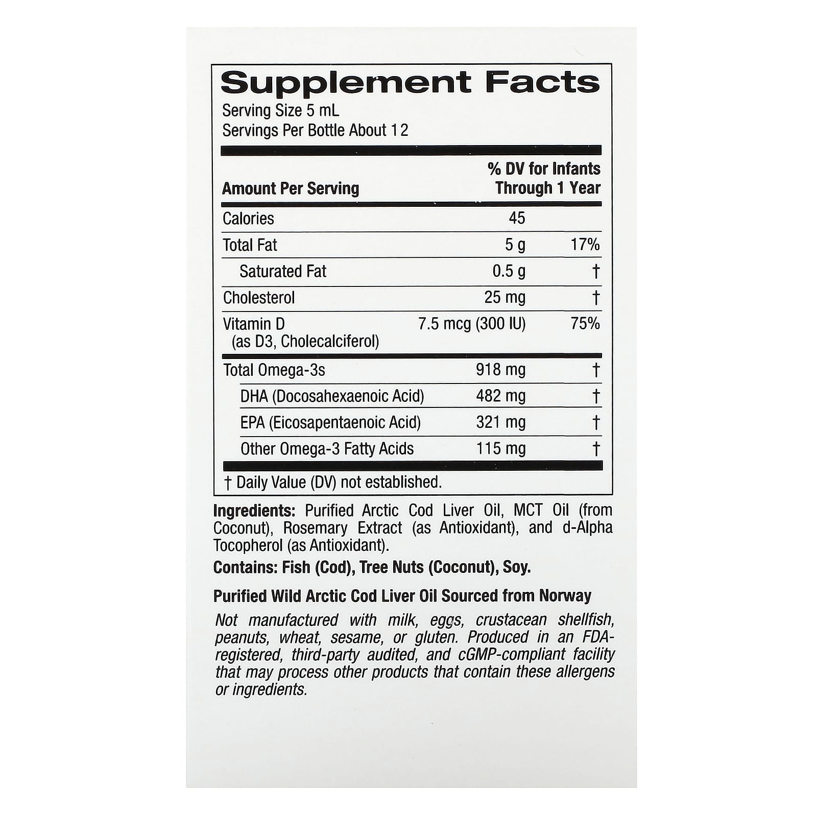 California Gold Nutrition, Baby's DHA, Omega-3s with Vitamin D3 and EPA, 1,050 mg, 2 fl oz (59 ml)