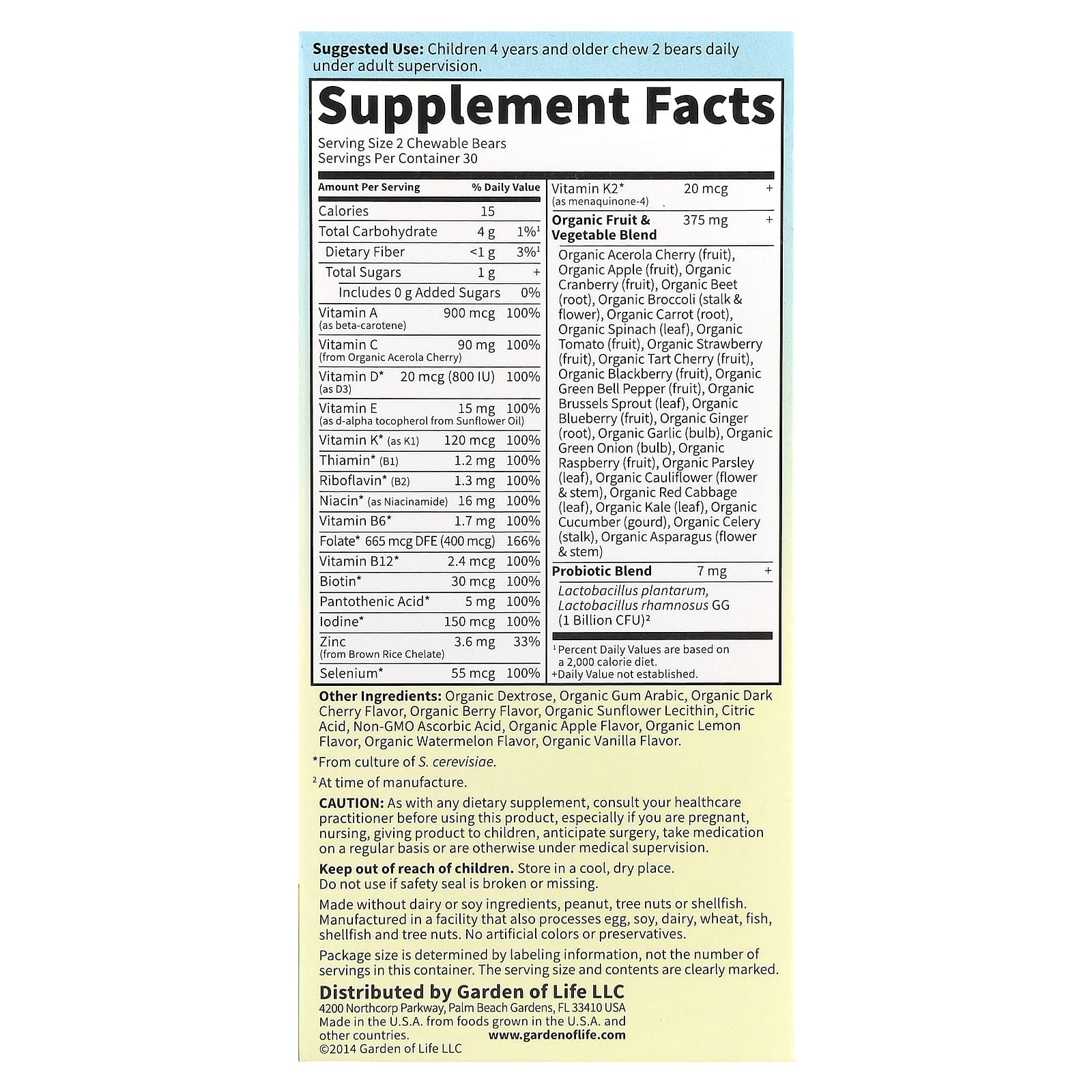 Garden of Life Vitamin Code Kids Chewable Multivitamin for Kids, 60 Bears - Image 2