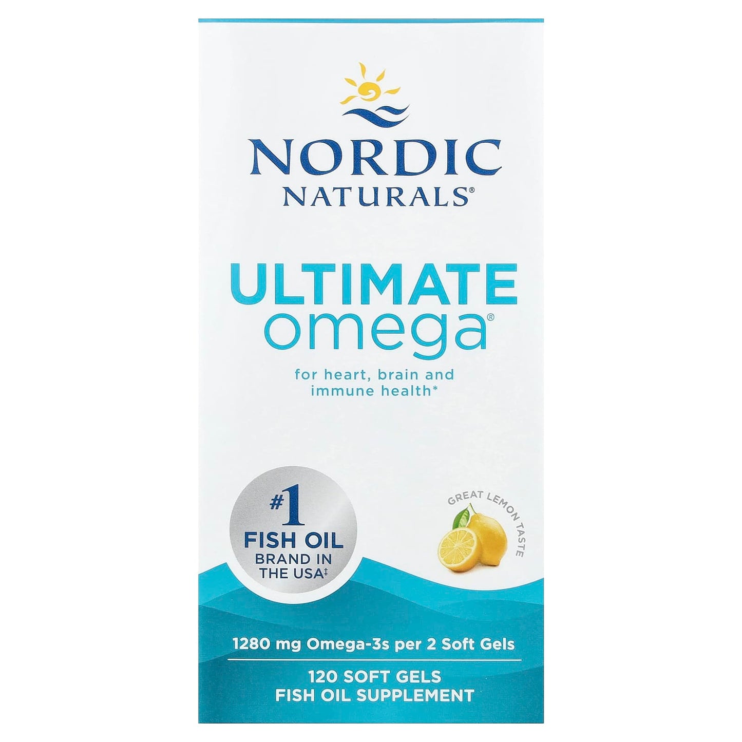 Nordic Naturals, Ultimate Omega®, Lemon, 120 Soft Gels (640 mg per Soft Gel) - Image 1