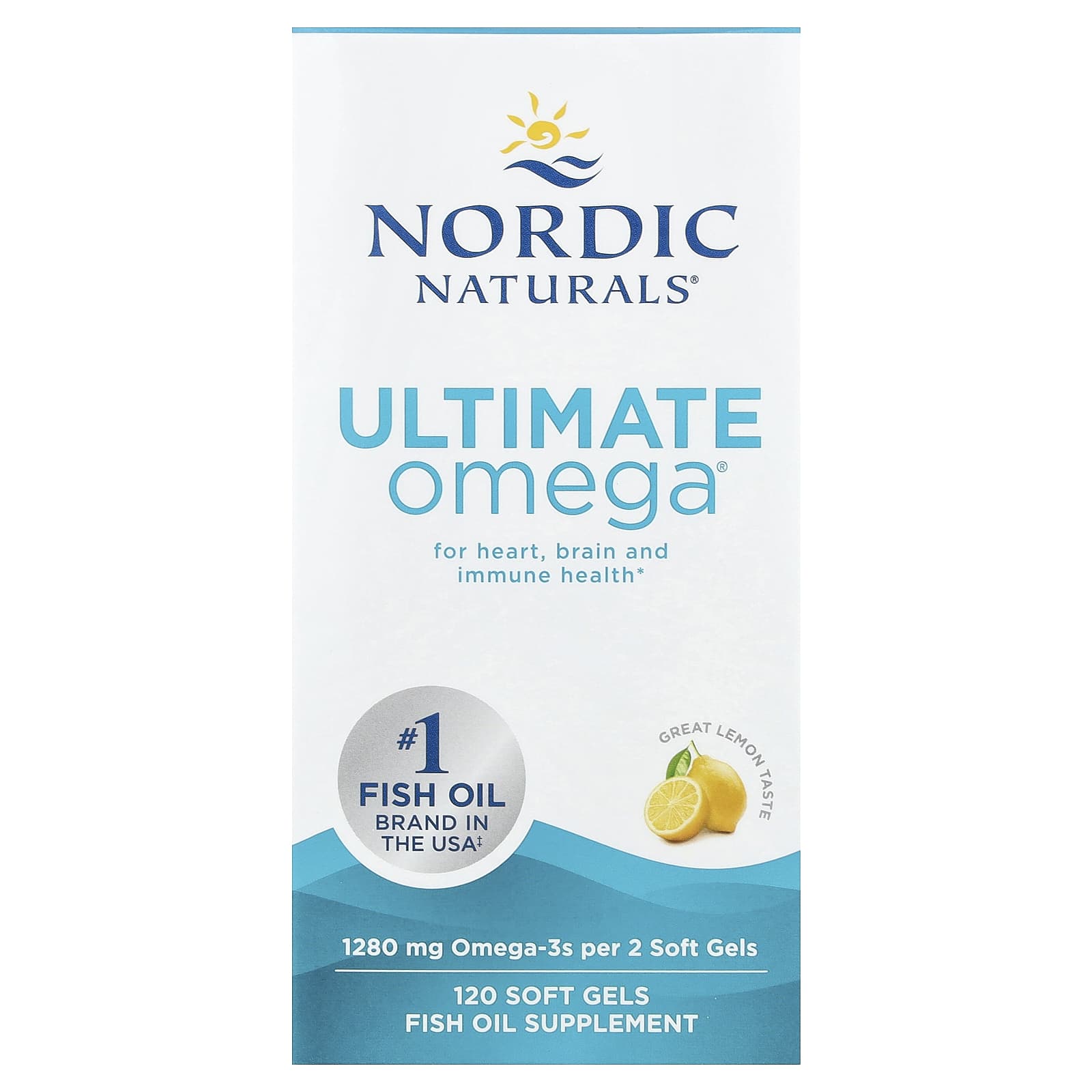 Nordic Naturals, Ultimate Omega®, Lemon, 120 Soft Gels (640 mg per Soft Gel) - Image 1