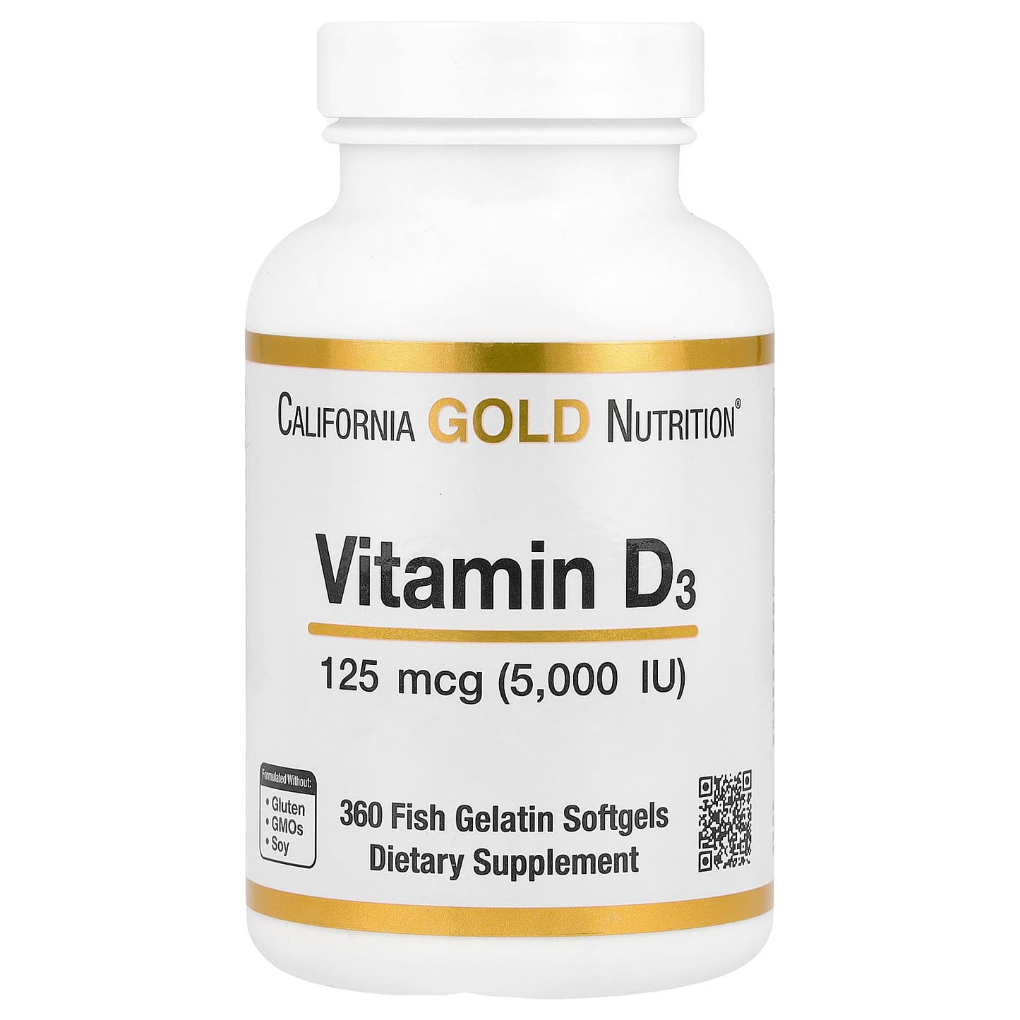 California Gold Nutrition Vitamin D3 5,000 IU, Supports Healthy Bones & Immune System - Image 1