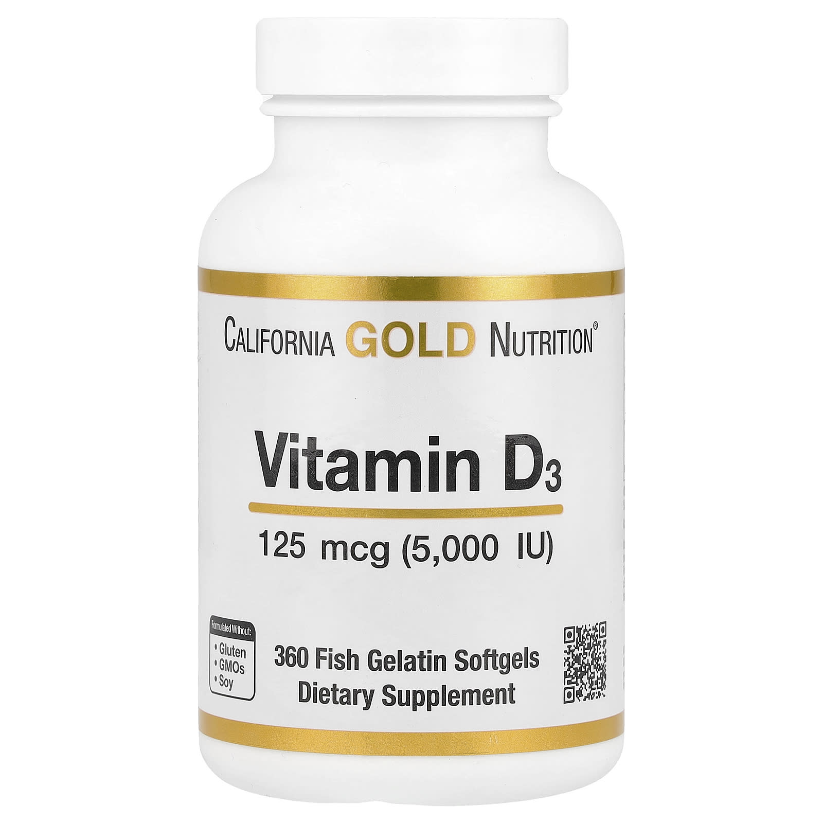 California Gold Nutrition Vitamin D3 5,000 IU, Supports Healthy Bones & Immune System - Image 1