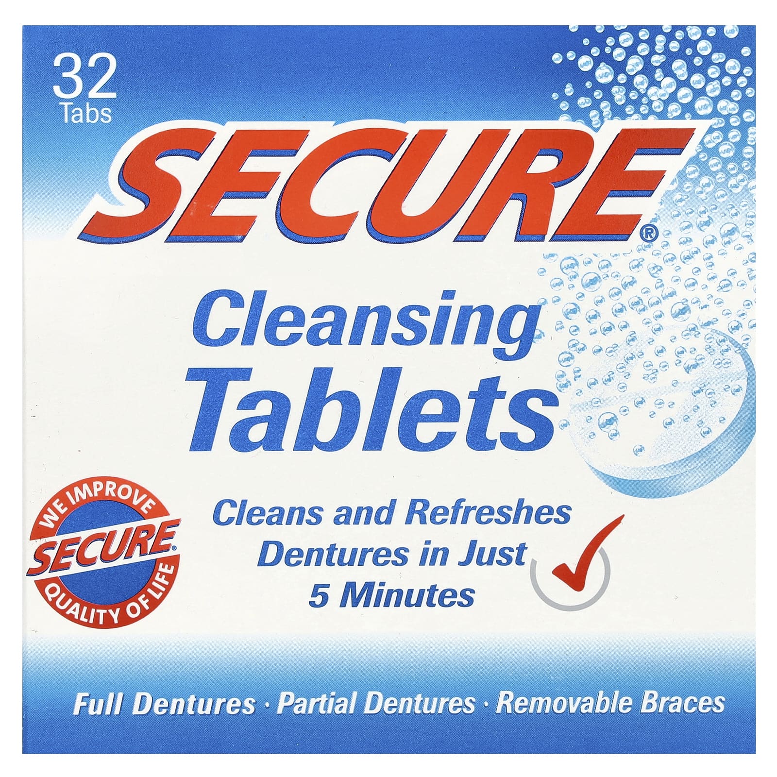 Secure Denture, Cleansing Tablets, 32 Tabs - Image 1
