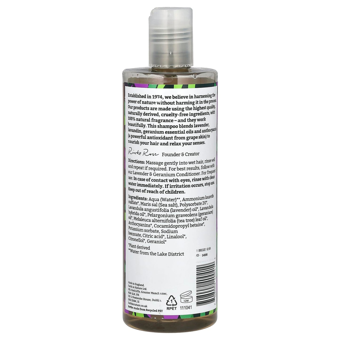 Faith in Nature Lavender & Geranium SLS-Free Shampoo, 13.5 fl oz - Image 2