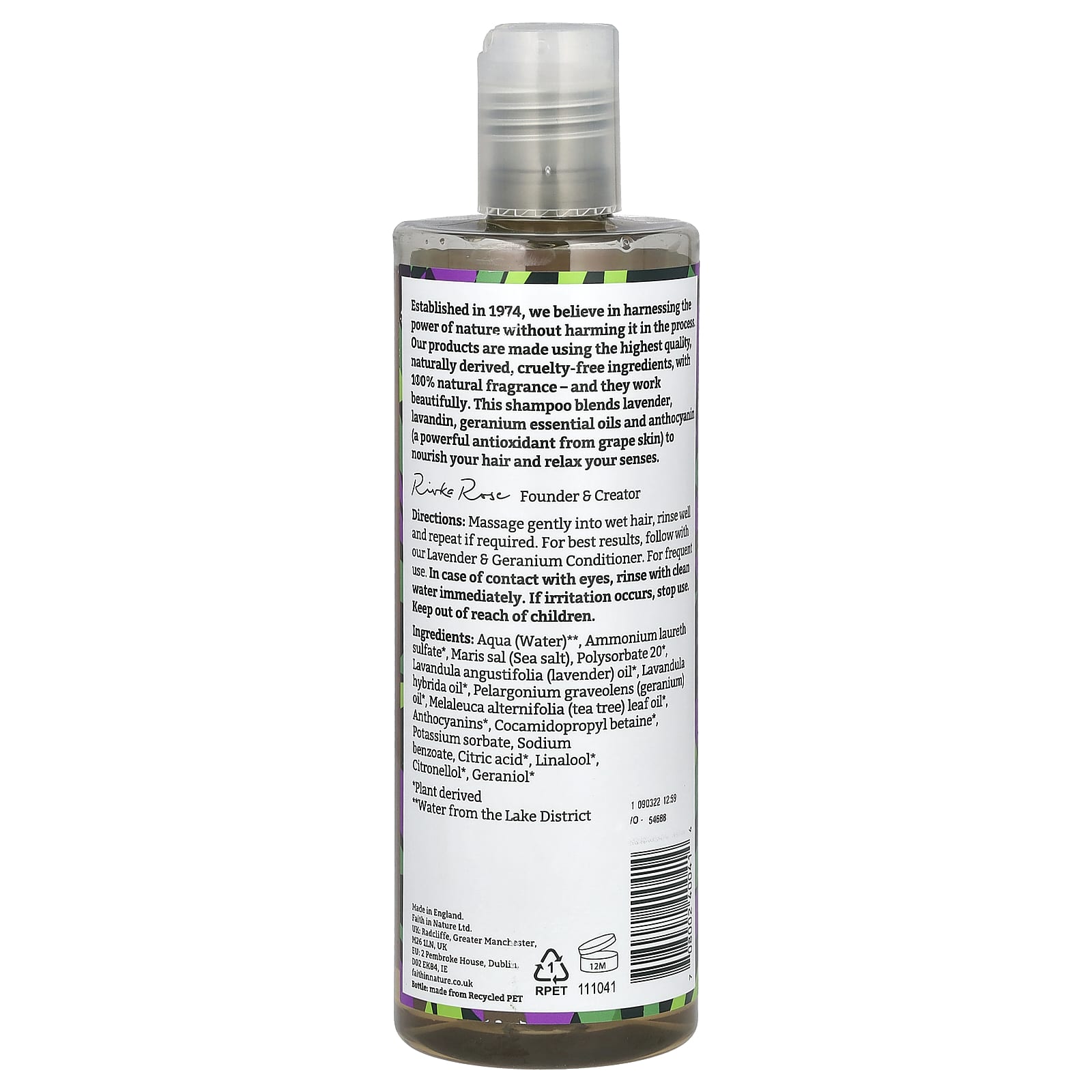 Faith in Nature Lavender & Geranium SLS-Free Shampoo, 13.5 fl oz - Image 2