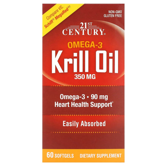 Krill Oil 350mg, 60 Softgels - Heart Health Omega-3 Supplemen - Image 1