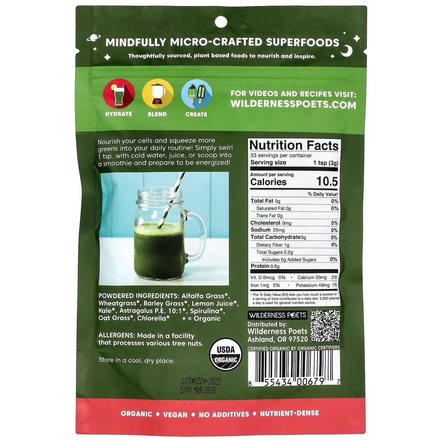 Wilderness Poets, Alkalizing Super Greens, 3.5 oz (99 g) - Image 2