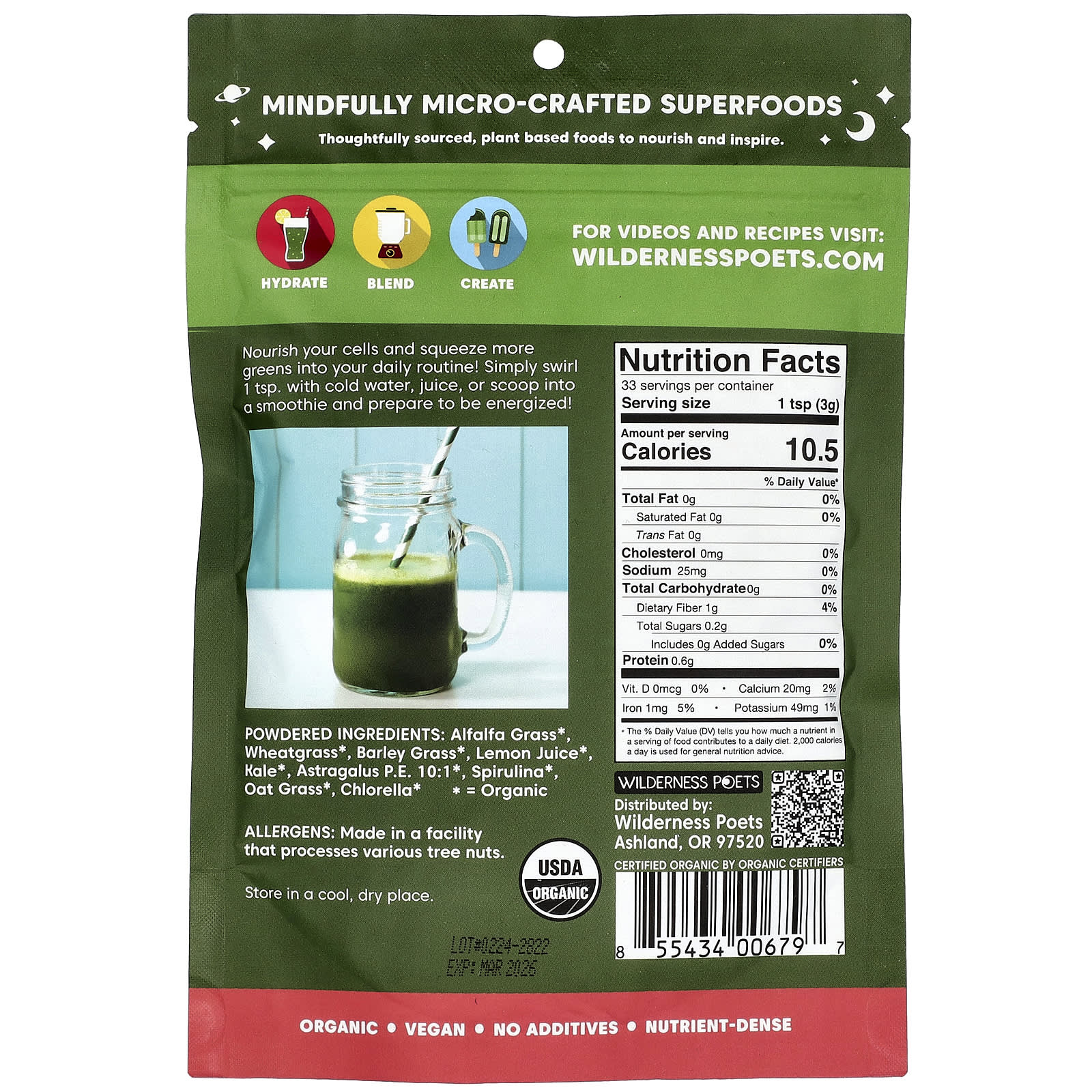 Wilderness Poets, Alkalizing Super Greens, 3.5 oz (99 g) - Image 2