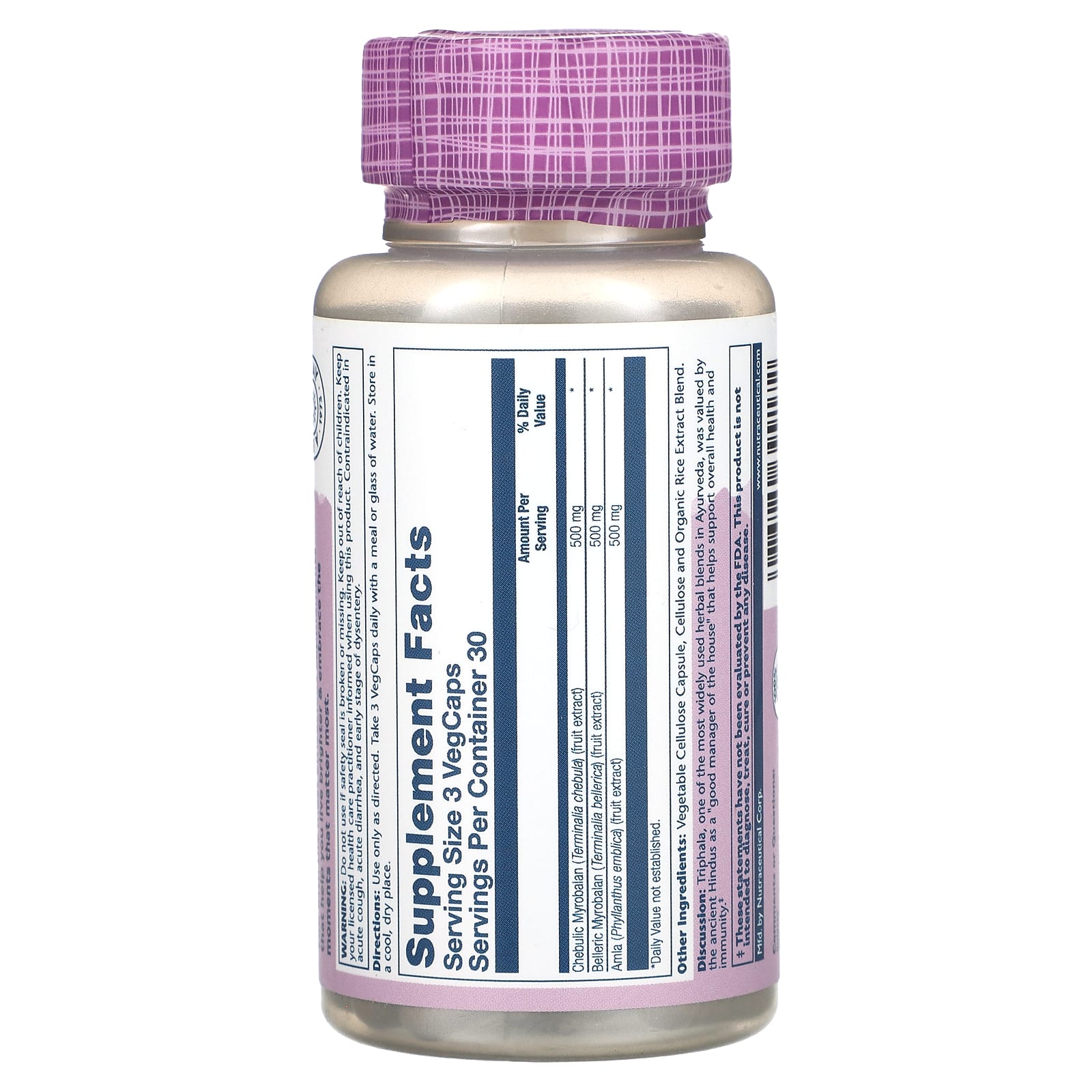 Solaray, Vital Extract, Triphala, 90 VegCaps - Image 2