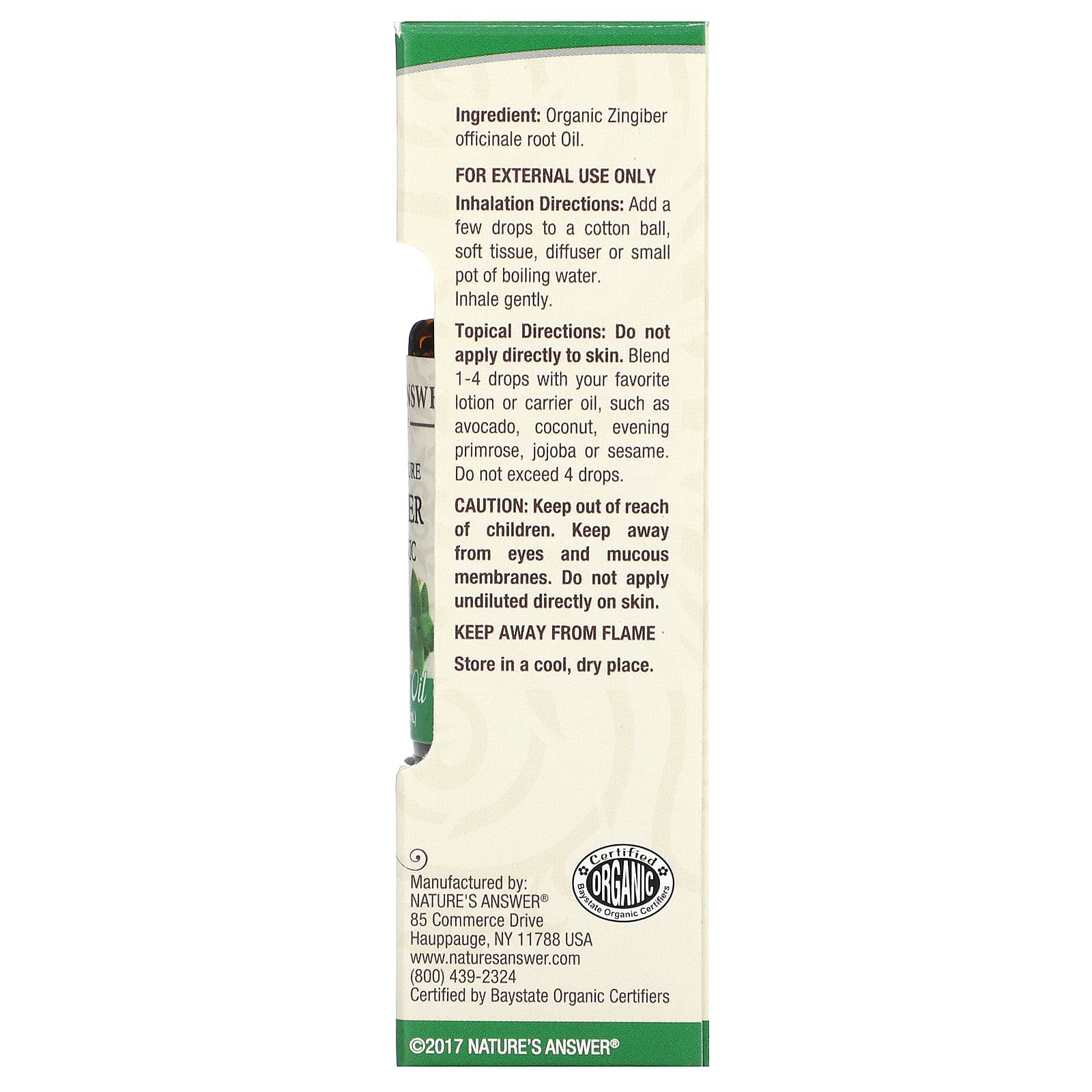 Nature's Answer, 100% Pure Organic Essential Oil, Ginger, 0.5 fl oz (15 ml) - Image 2