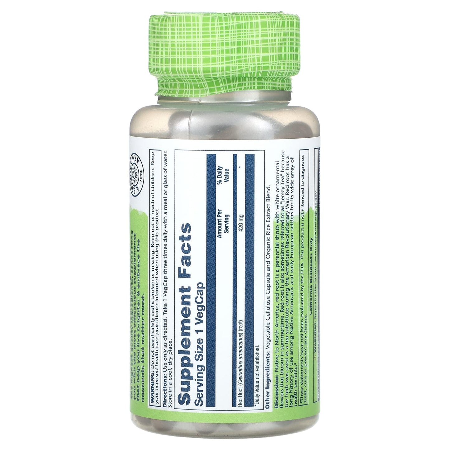 Solaray, True Herbs, Red Root, 420 mg, 100 VegCaps - Image 2
